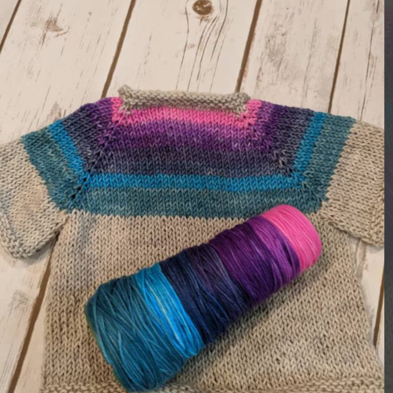 The Yarn Therapist Self striping yoke - 4T - 8y - worsted