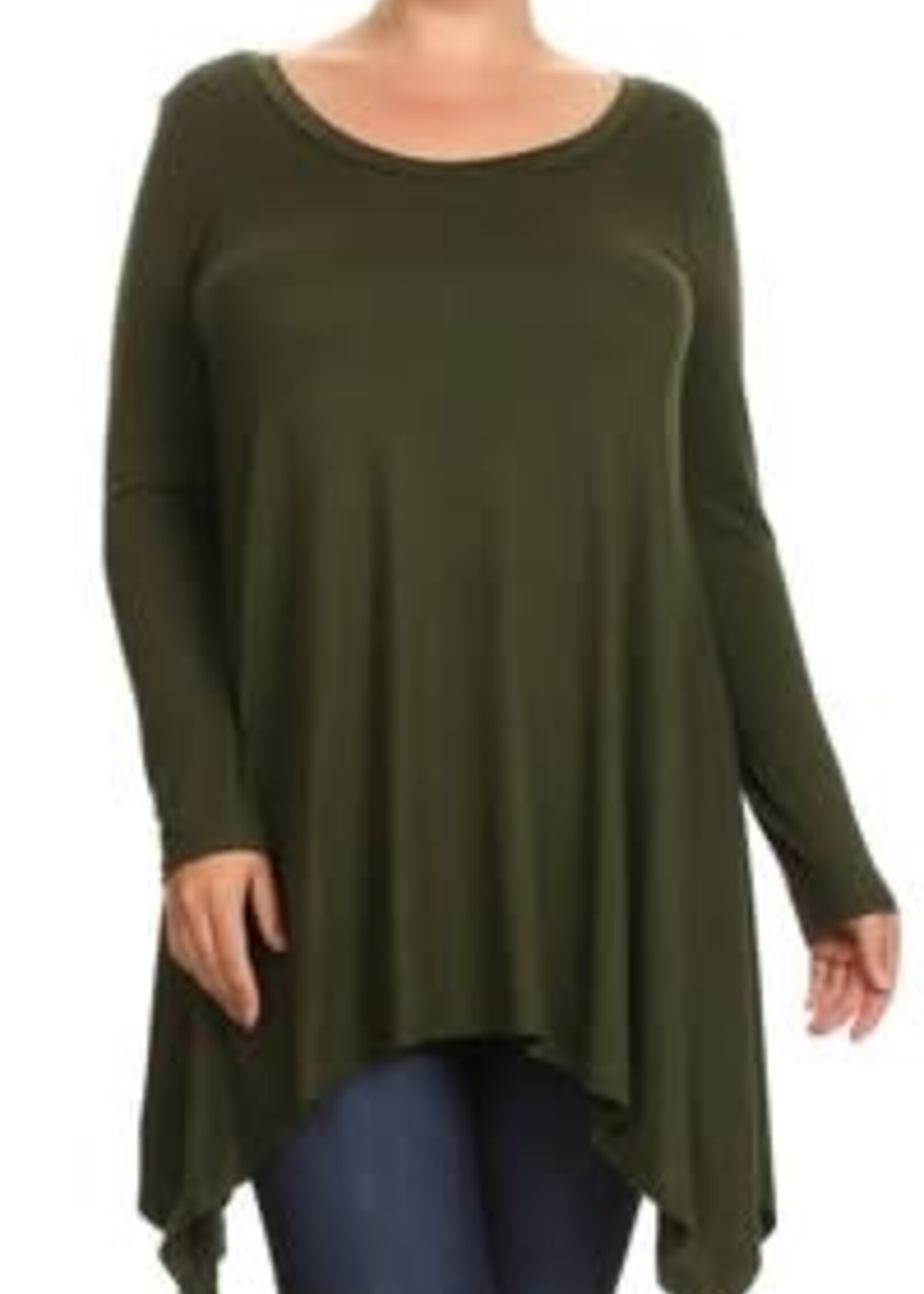 Olive Plus Size long body long sleeve top *FINAL SALE*