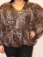 Plus tie dye leopard printed button closure top