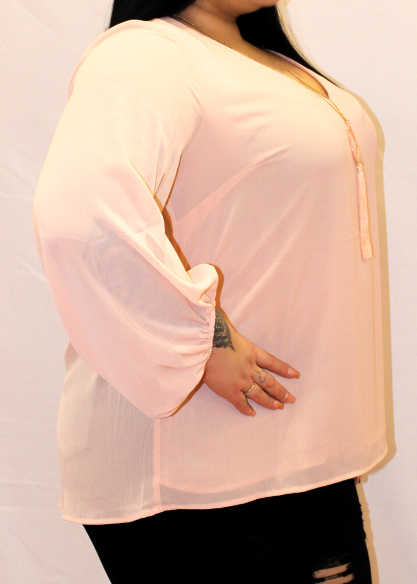 Plus size long sleeve shirt with V neck  *FINAL SALE*