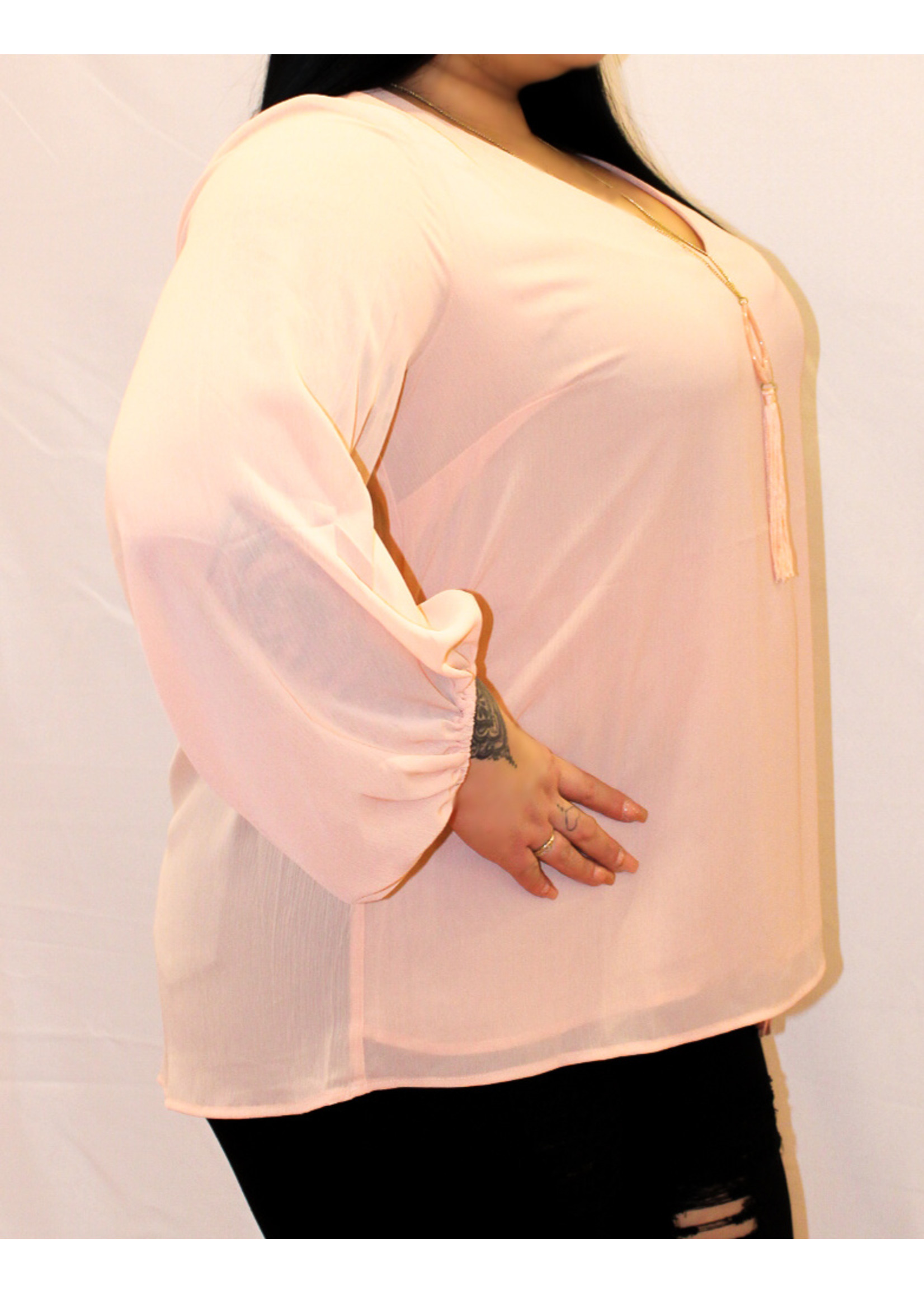 Plus size long sleeve shirt with V neck  *FINAL SALE*