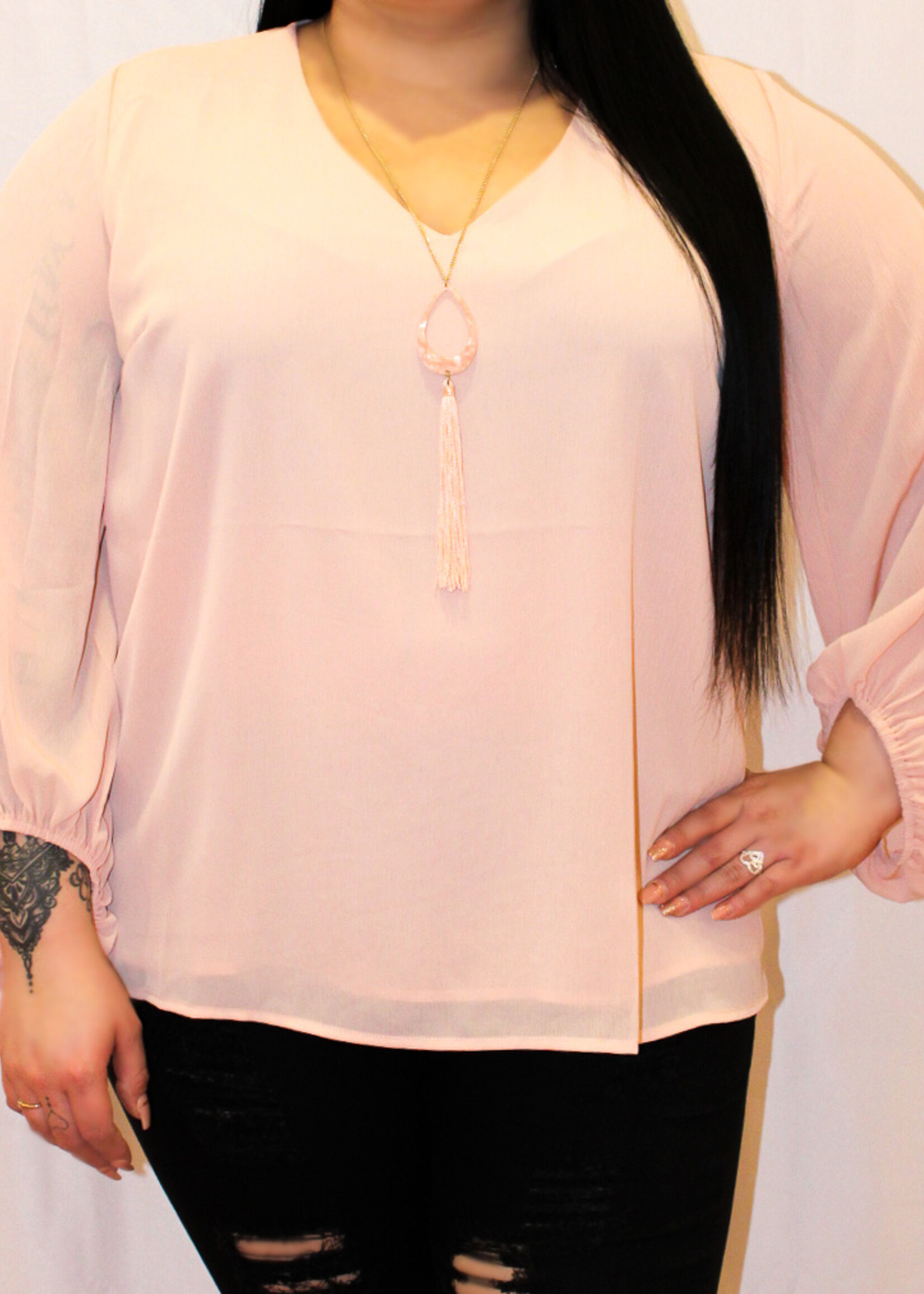 Plus size long sleeve shirt with V neck  *FINAL SALE*