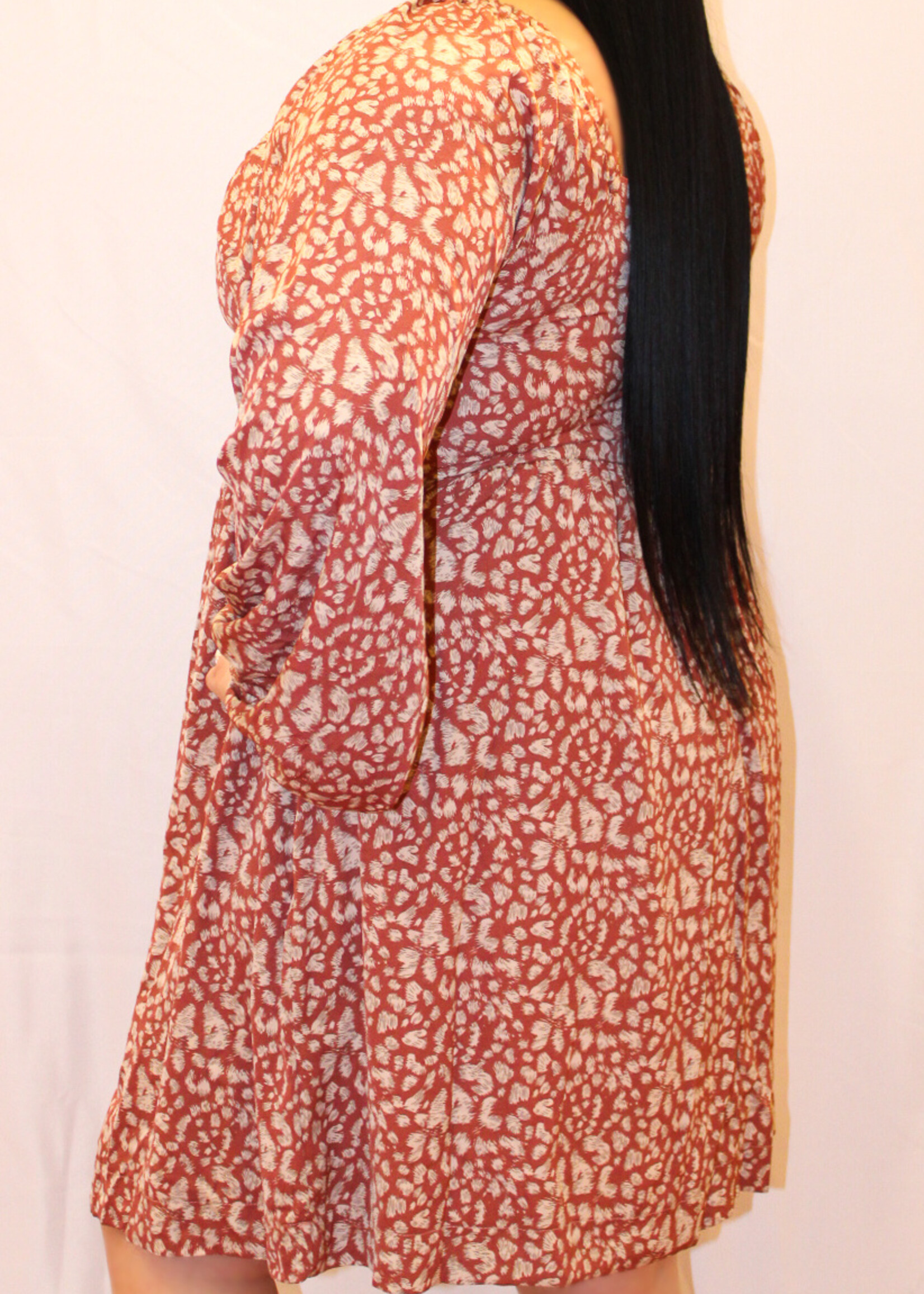 Plus size orange leopard balloon long sleeve dress *FINAL SALE*