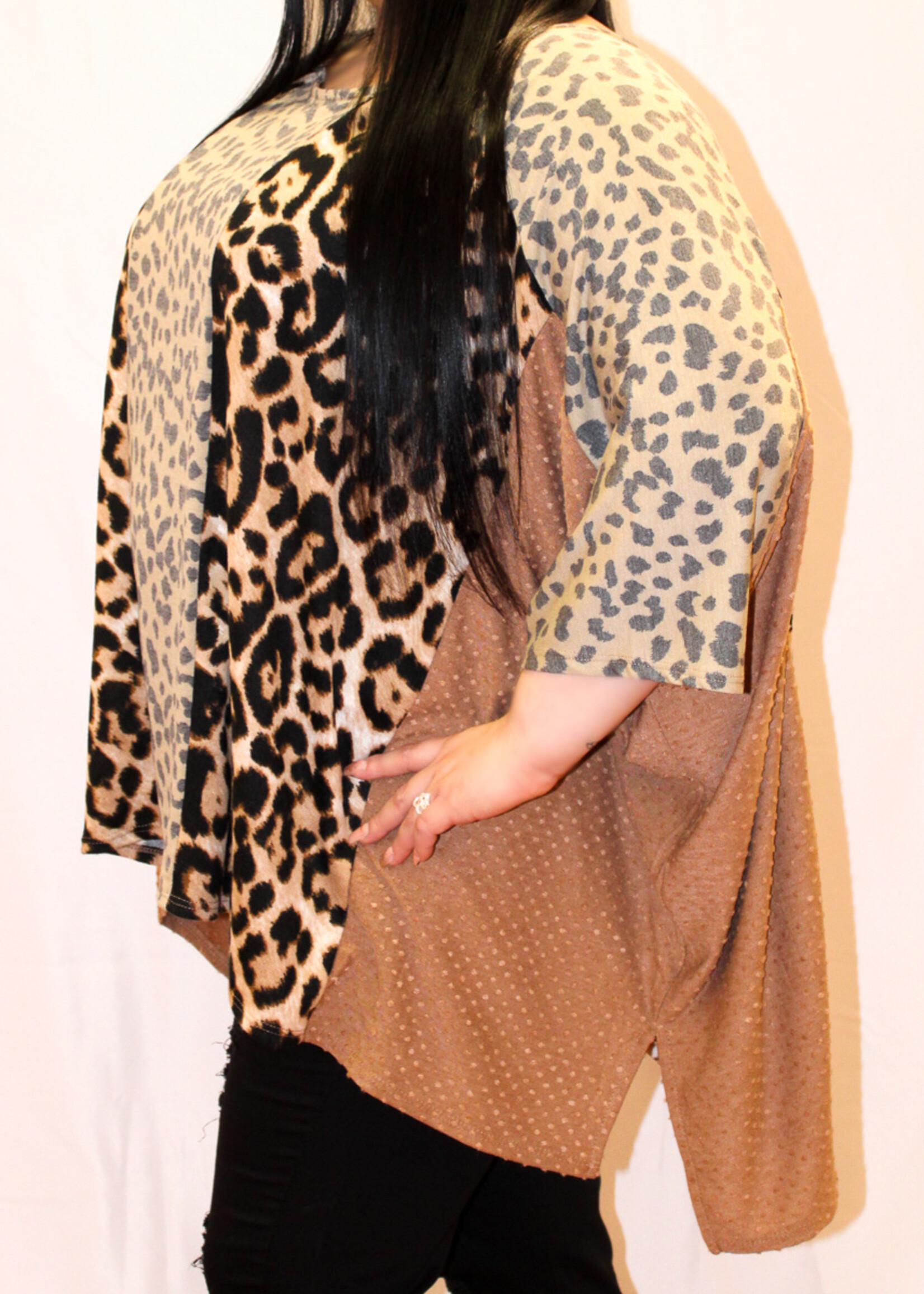 Plus color block animal printed tunic top *FINAL SALE*