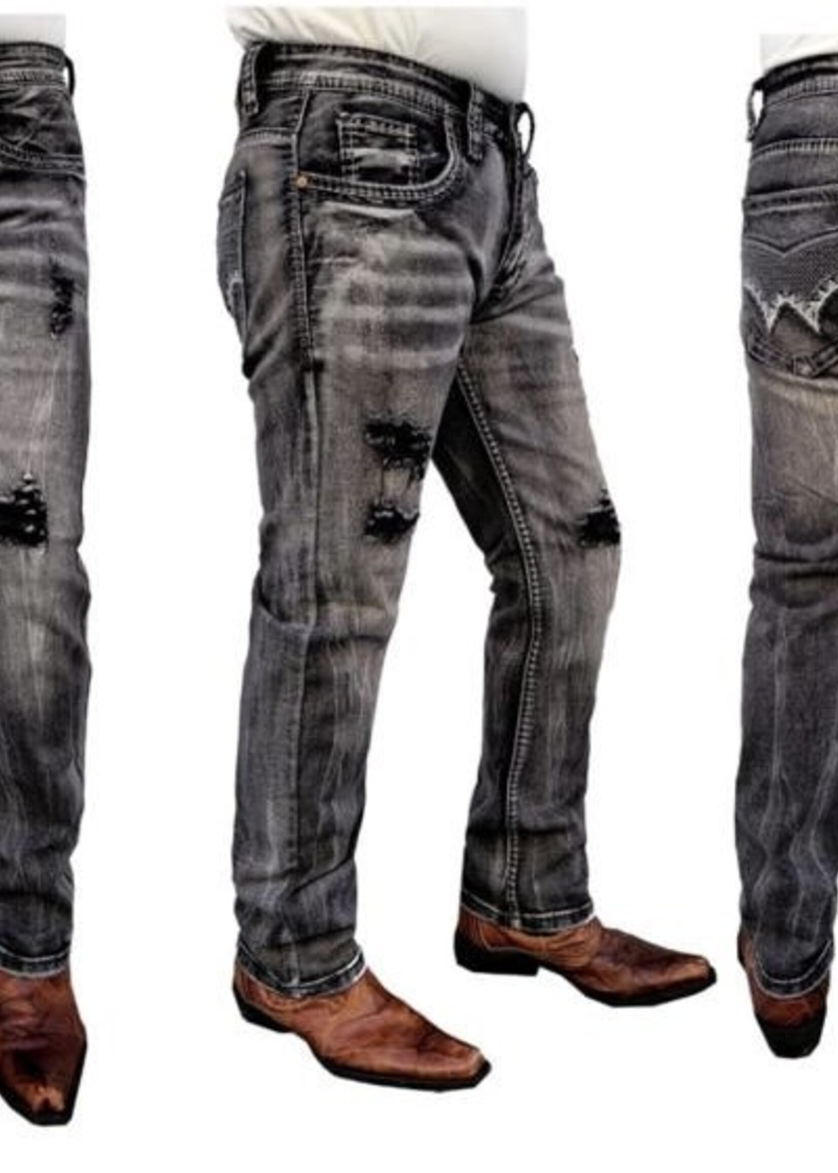 Anytime Distressed Straight Cut Jeans