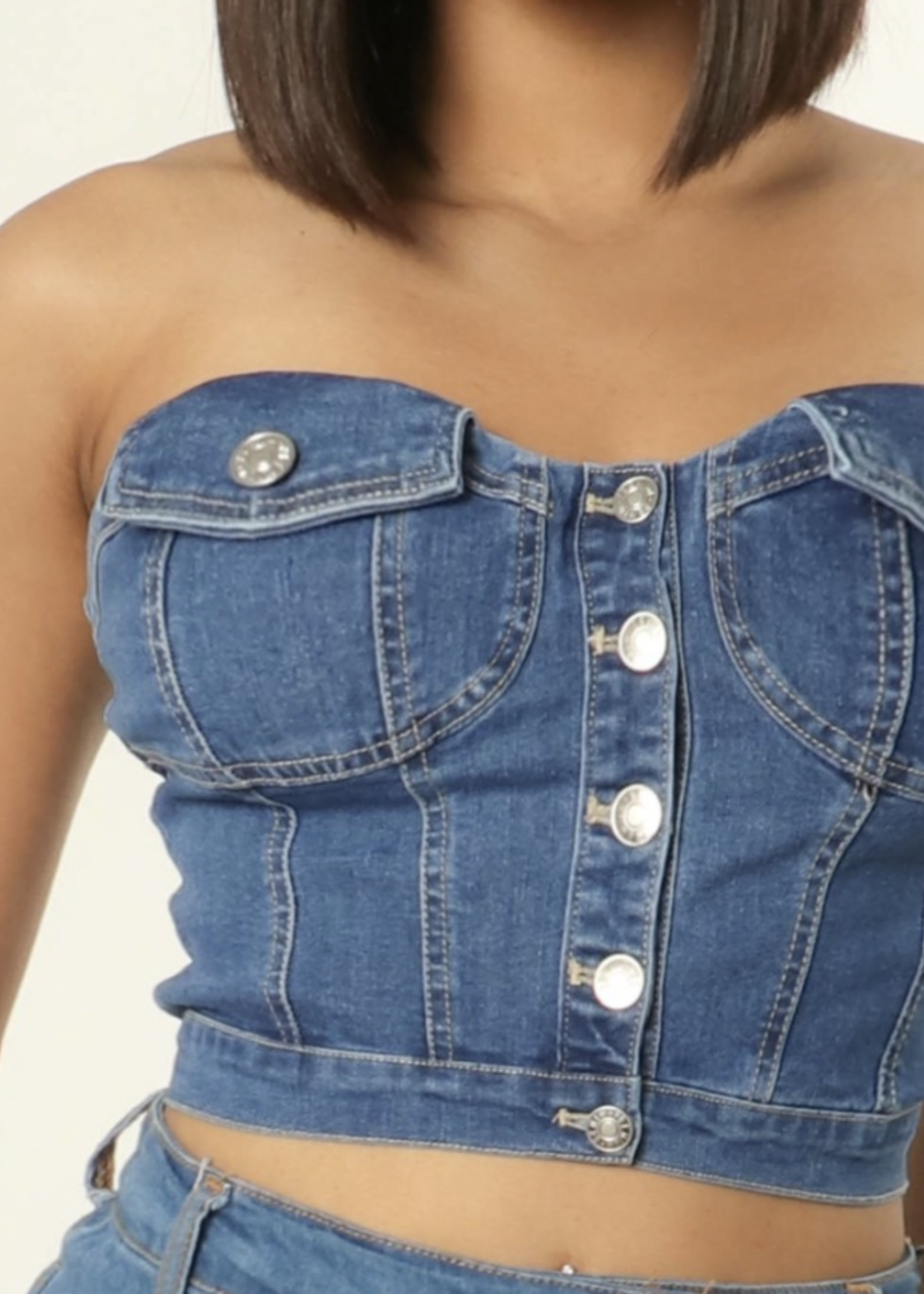 Good For It Denim Tube Top