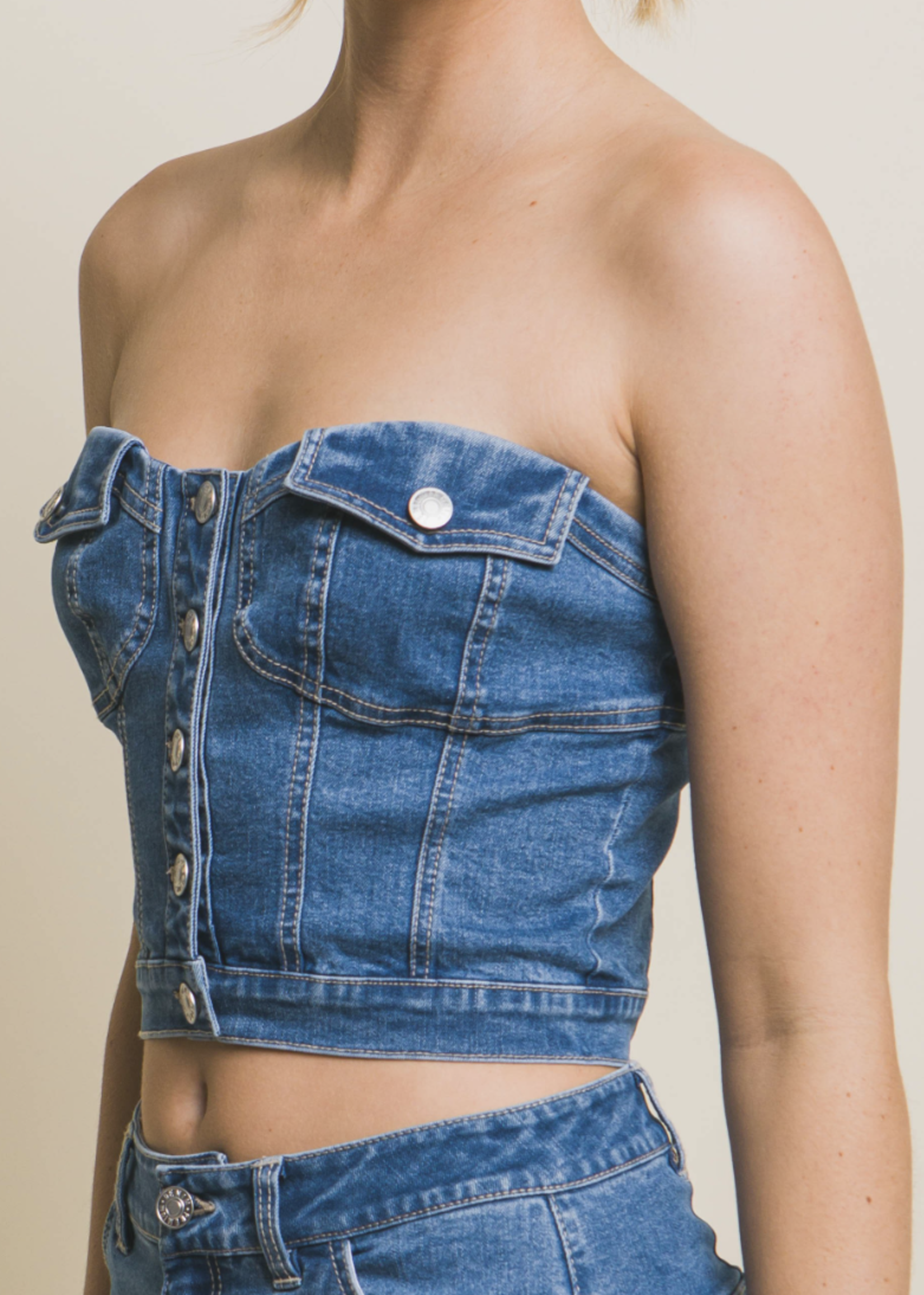 La Que Ati Te Gusta Denim Tube Top