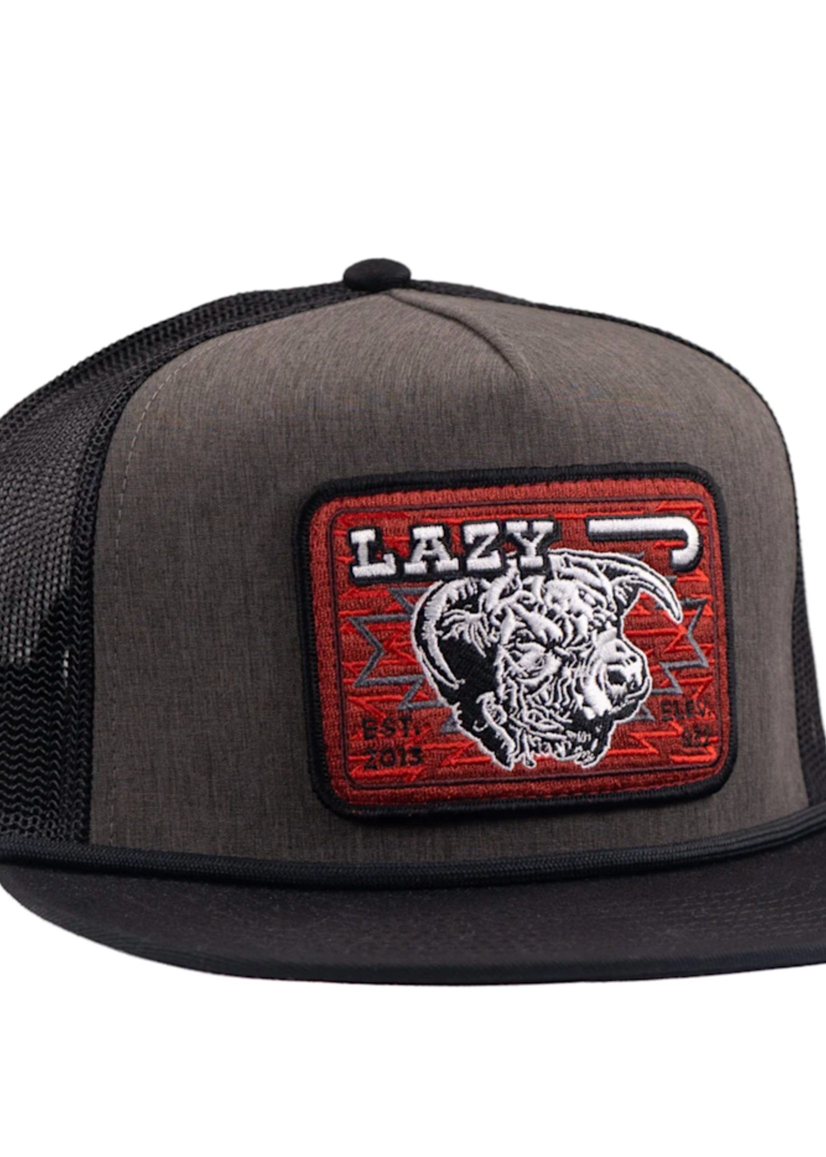 Lazy J Ranch Dark Grey & Black Red Cowpoke Classic Five Panel Trucker Hat