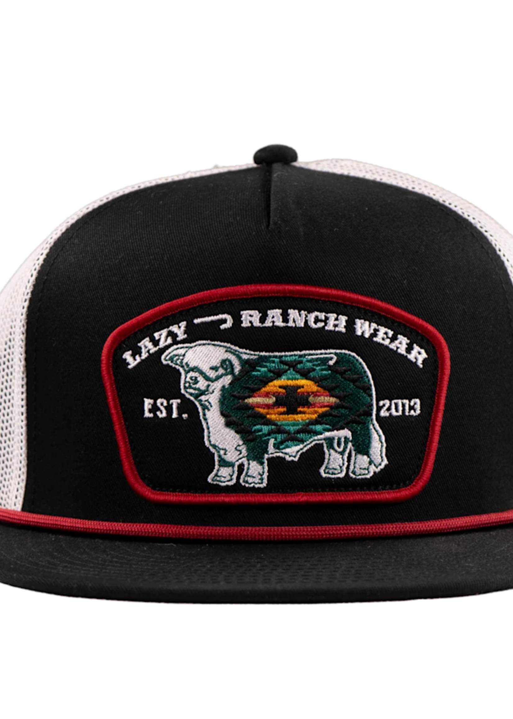 Lazy J Ranch Black & White Native Classic Rope Trucker Hat
