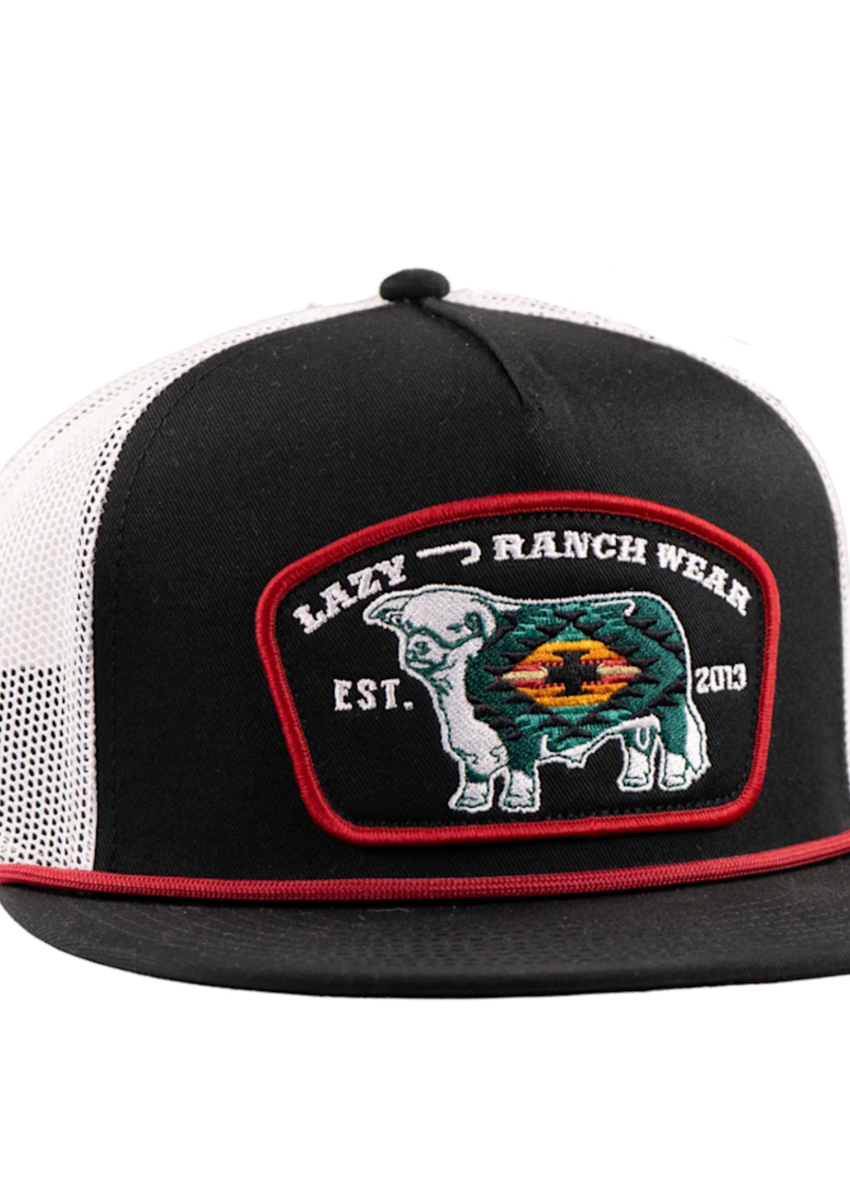 Lazy J Ranch Black & White Native Classic Rope Trucker Hat