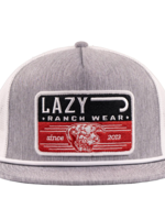 Lazy J Ranch Heather Grey & White Red Producer Classic Rope Trucker Hat