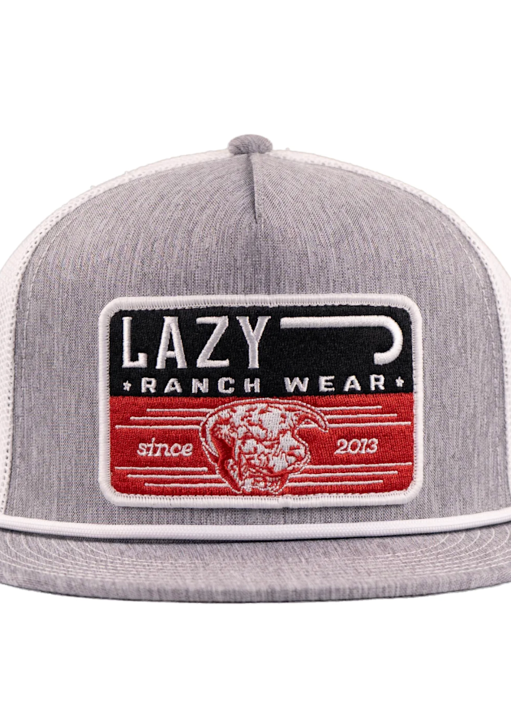 Lazy J Ranch Heather Grey & White Red Producer Classic Rope Trucker Hat