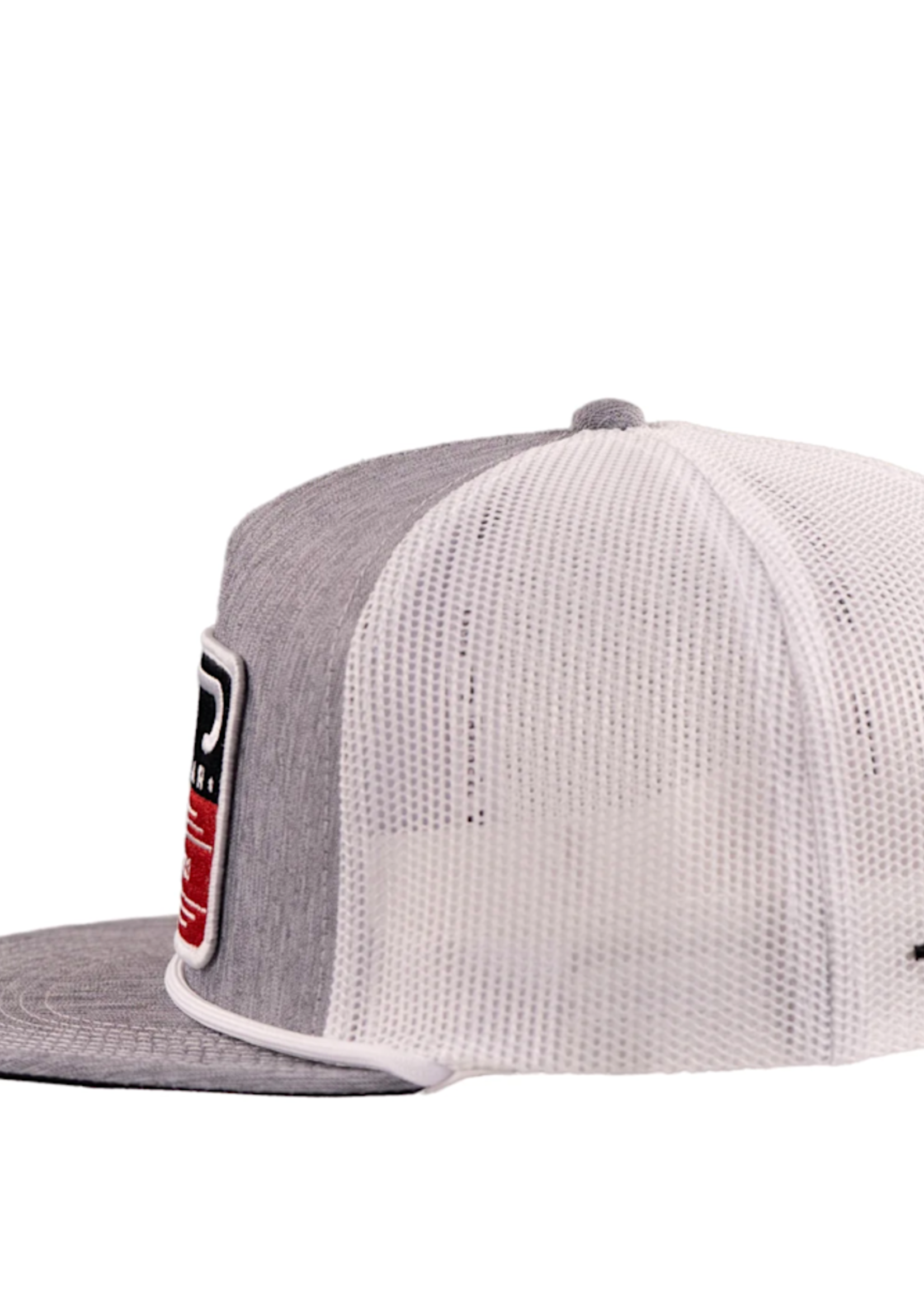 Lazy J Ranch Heather Grey & White Red Producer Classic Rope Trucker Hat