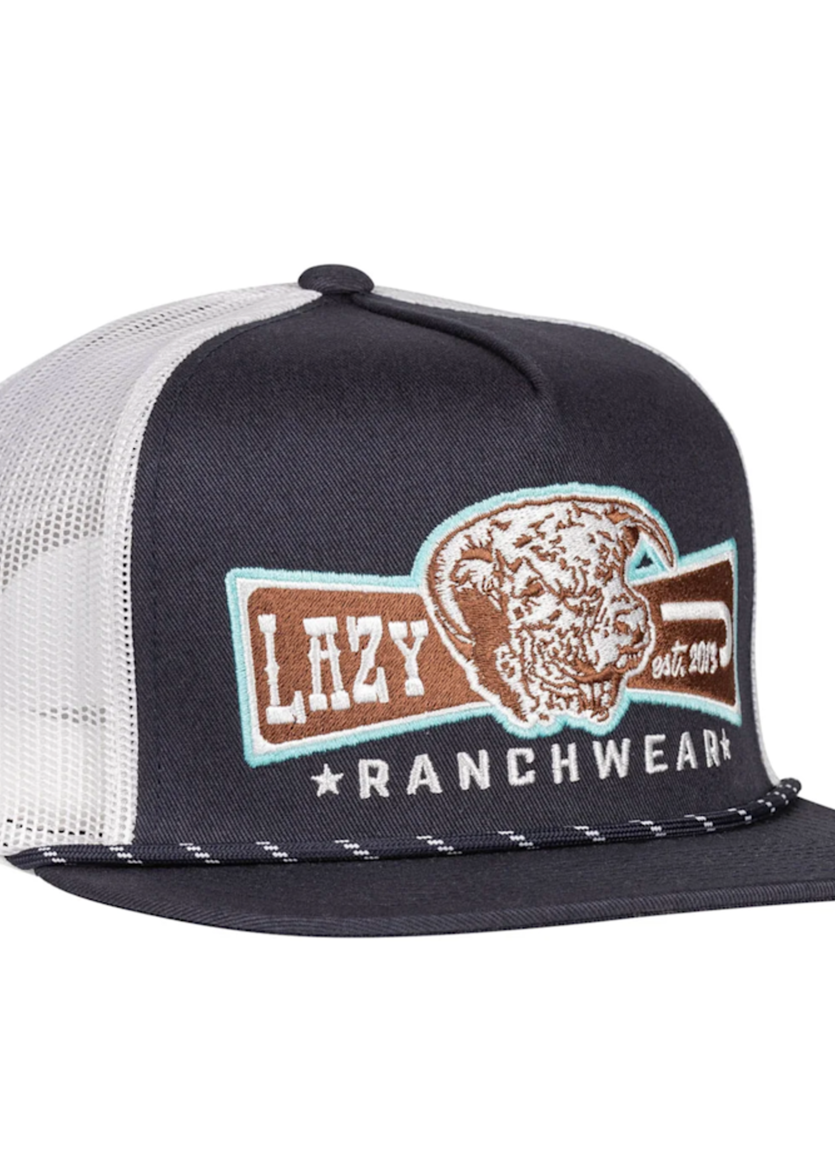 Lazy J Ranch Navy & White Diamond Banner Classic Rope Trucker Hat