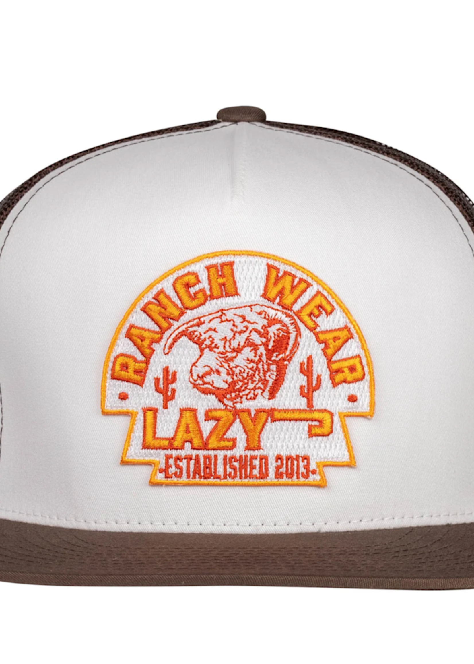 Lazy J Ranch White & Brown Rusty Arrowhead Classic Five Panel Trucker Hat