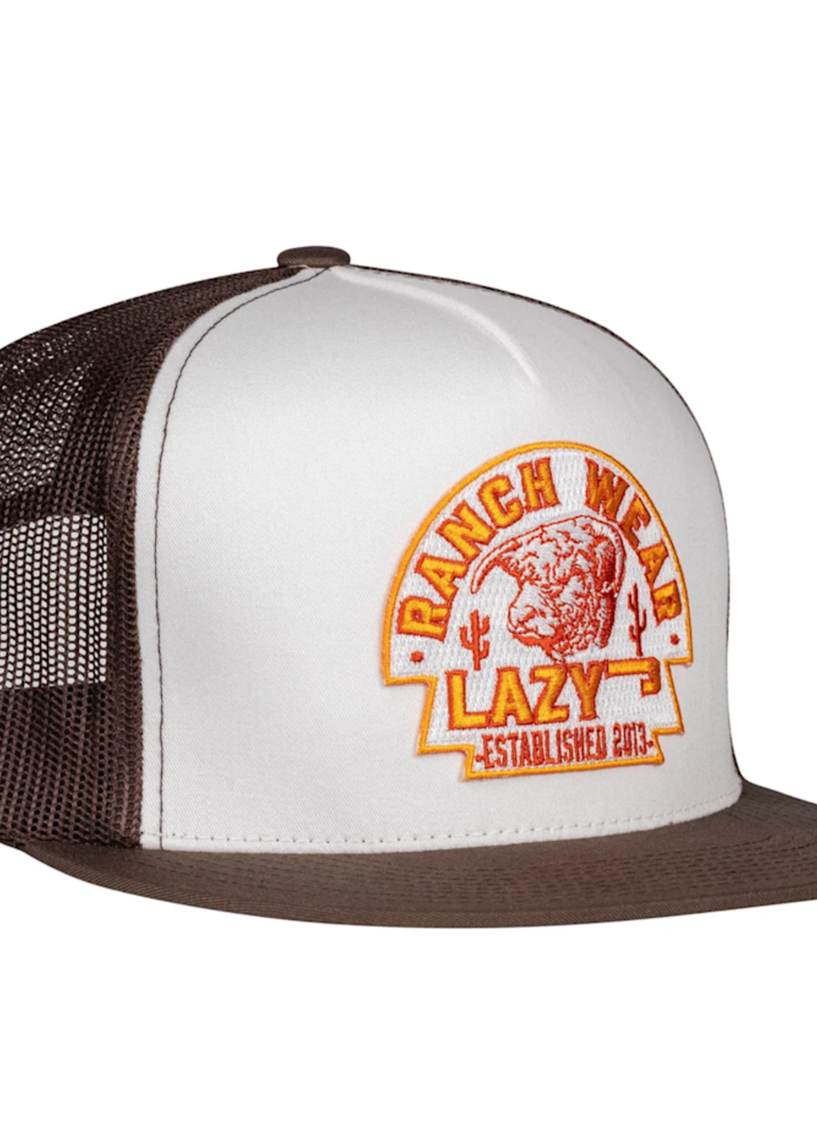 Lazy J Ranch White & Brown Rusty Arrowhead Classic Five Panel Trucker Hat