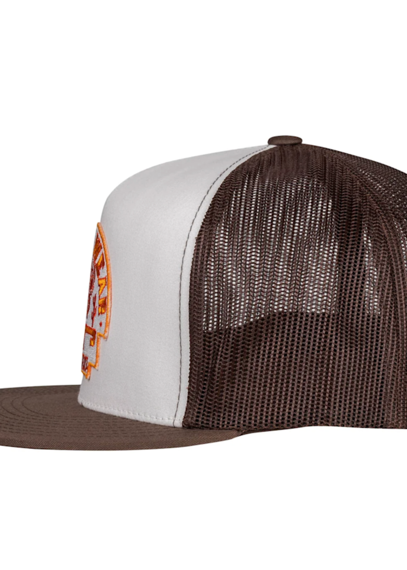 Lazy J Ranch White & Brown Rusty Arrowhead Classic Five Panel Trucker Hat