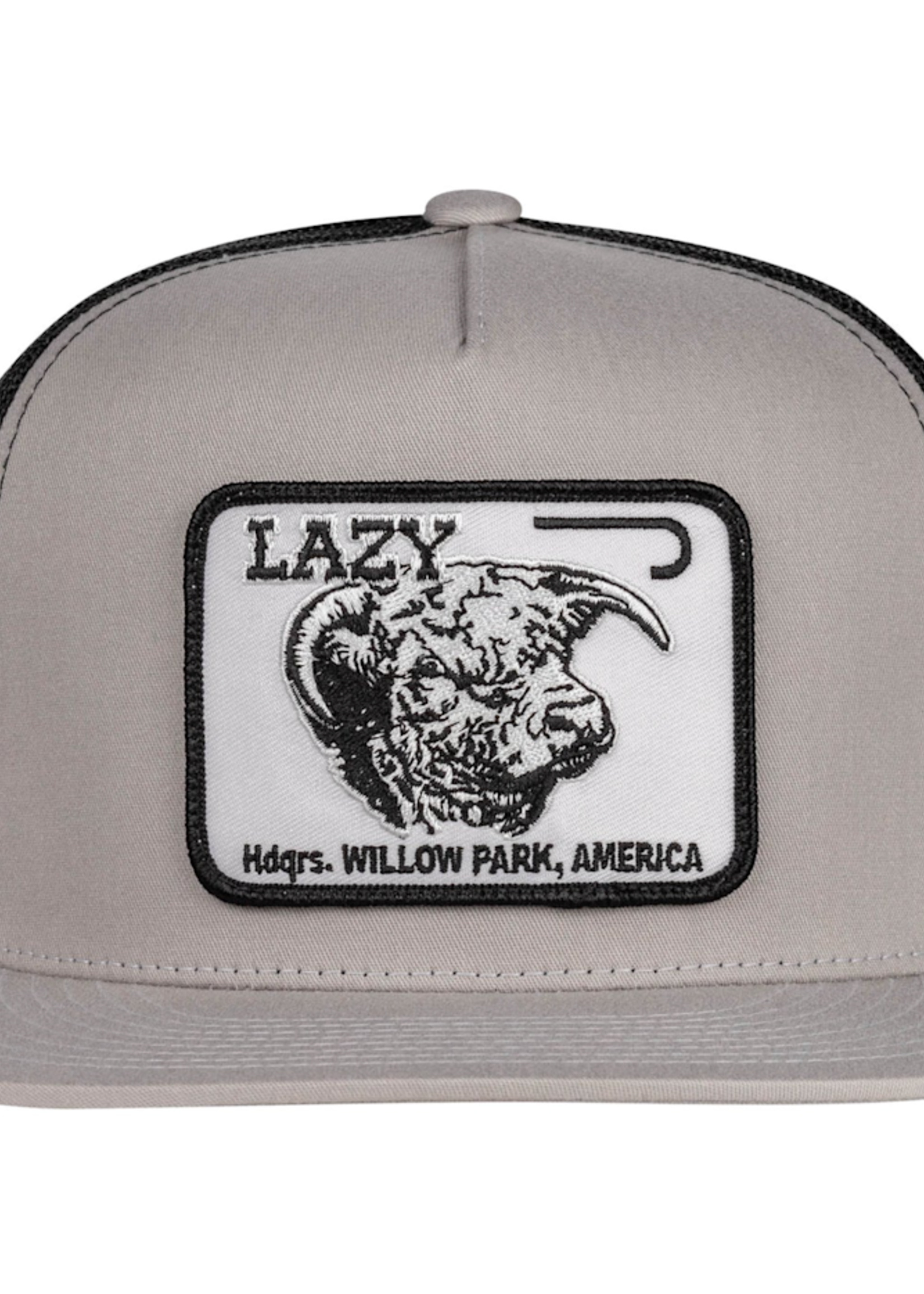 Lazy J Ranch Silver Grey & Black Willow Cattle Headquarters Classic Five Panel Trucker Ha