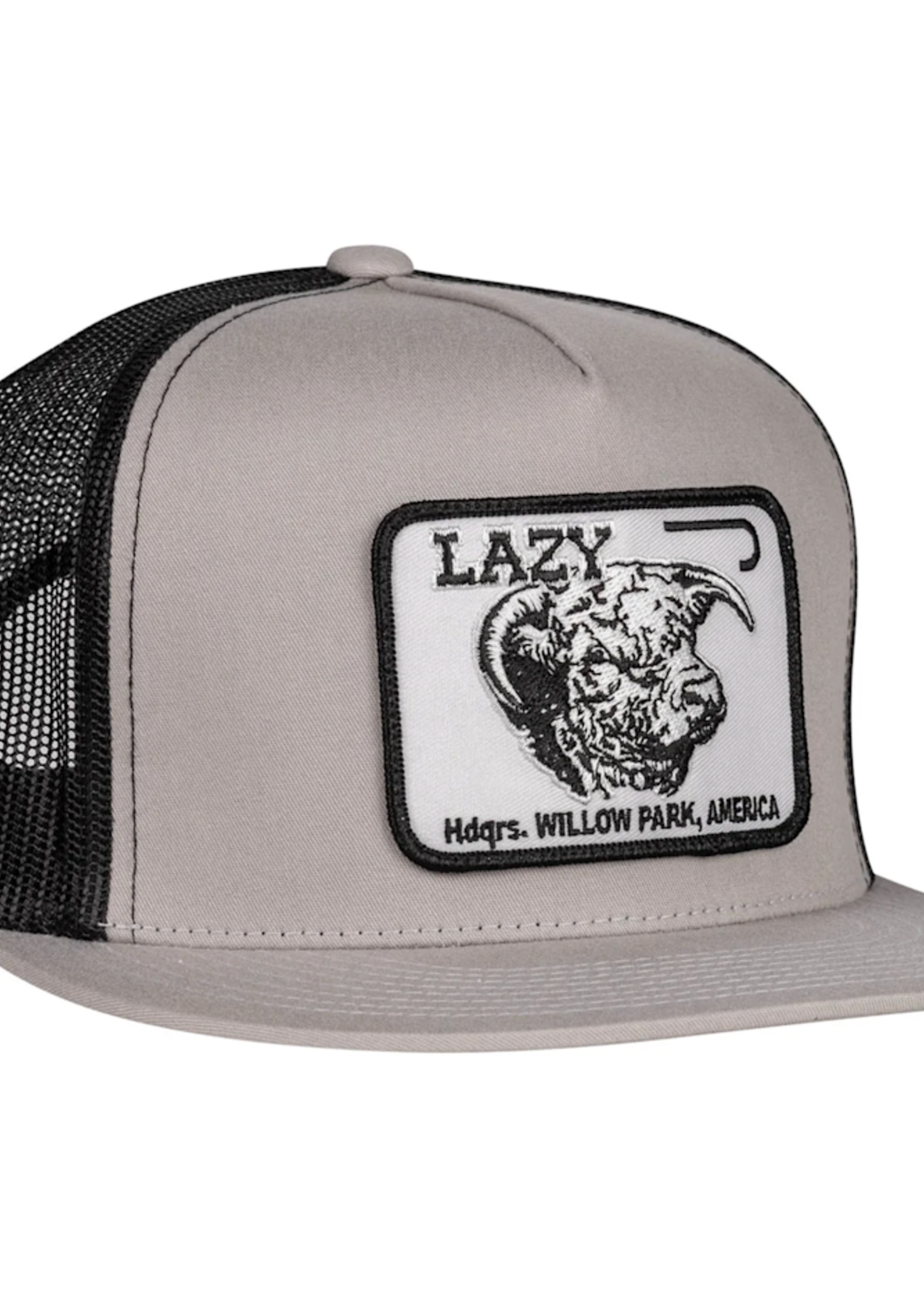 Lazy J Ranch Silver Grey & Black Willow Cattle Headquarters Classic Five Panel Trucker Ha