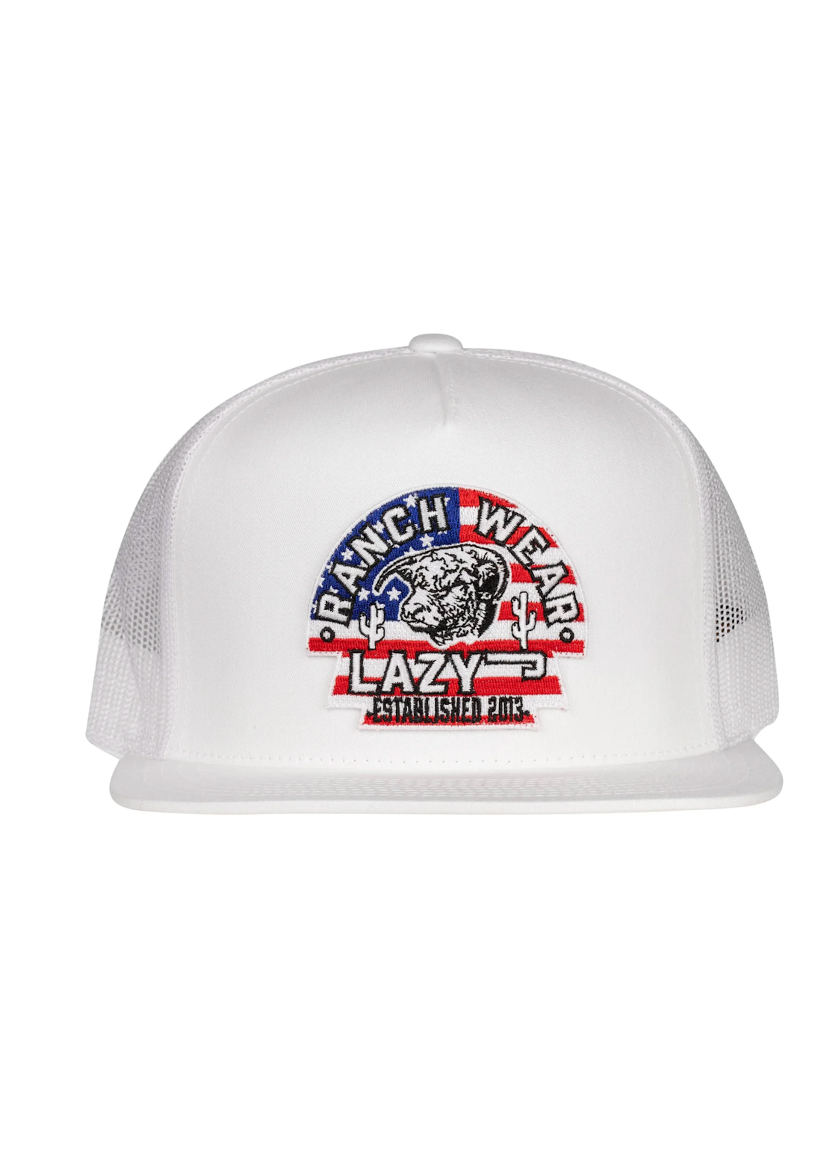 Lazy J Ranch White USA Arrowhead Classic Five Panel Trucker Hat