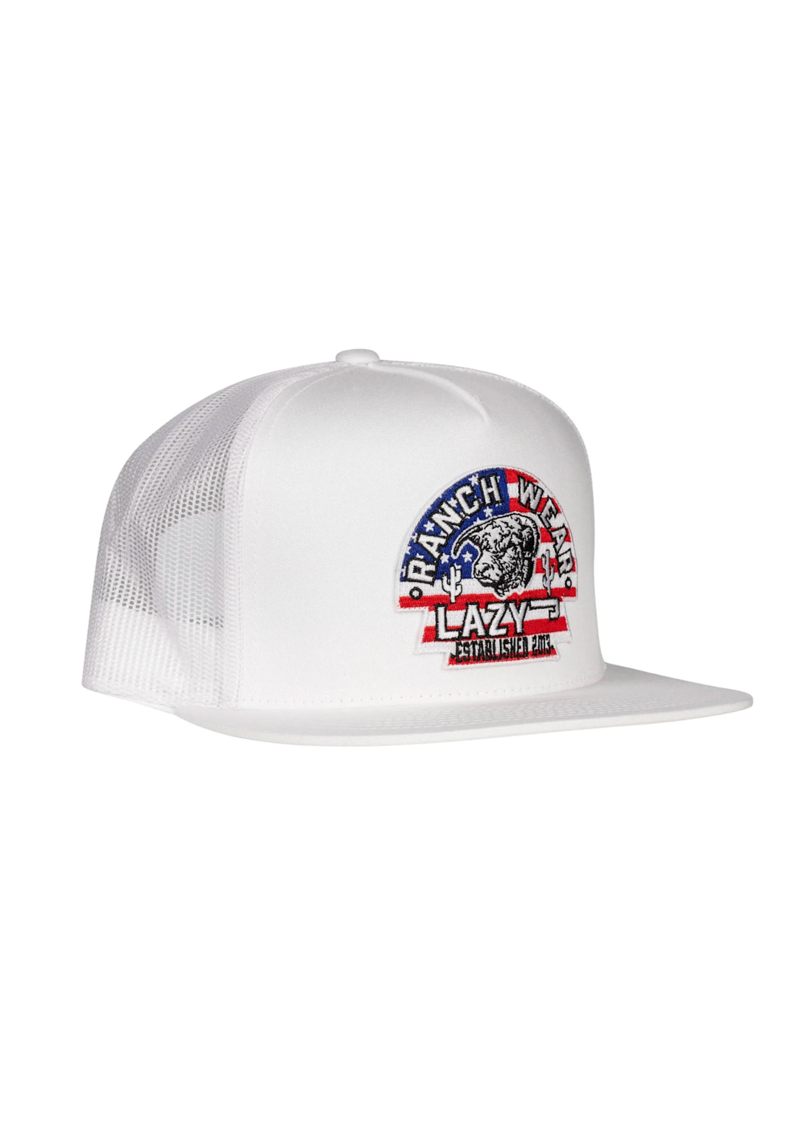 Lazy J Ranch White USA Arrowhead Classic Five Panel Trucker Hat