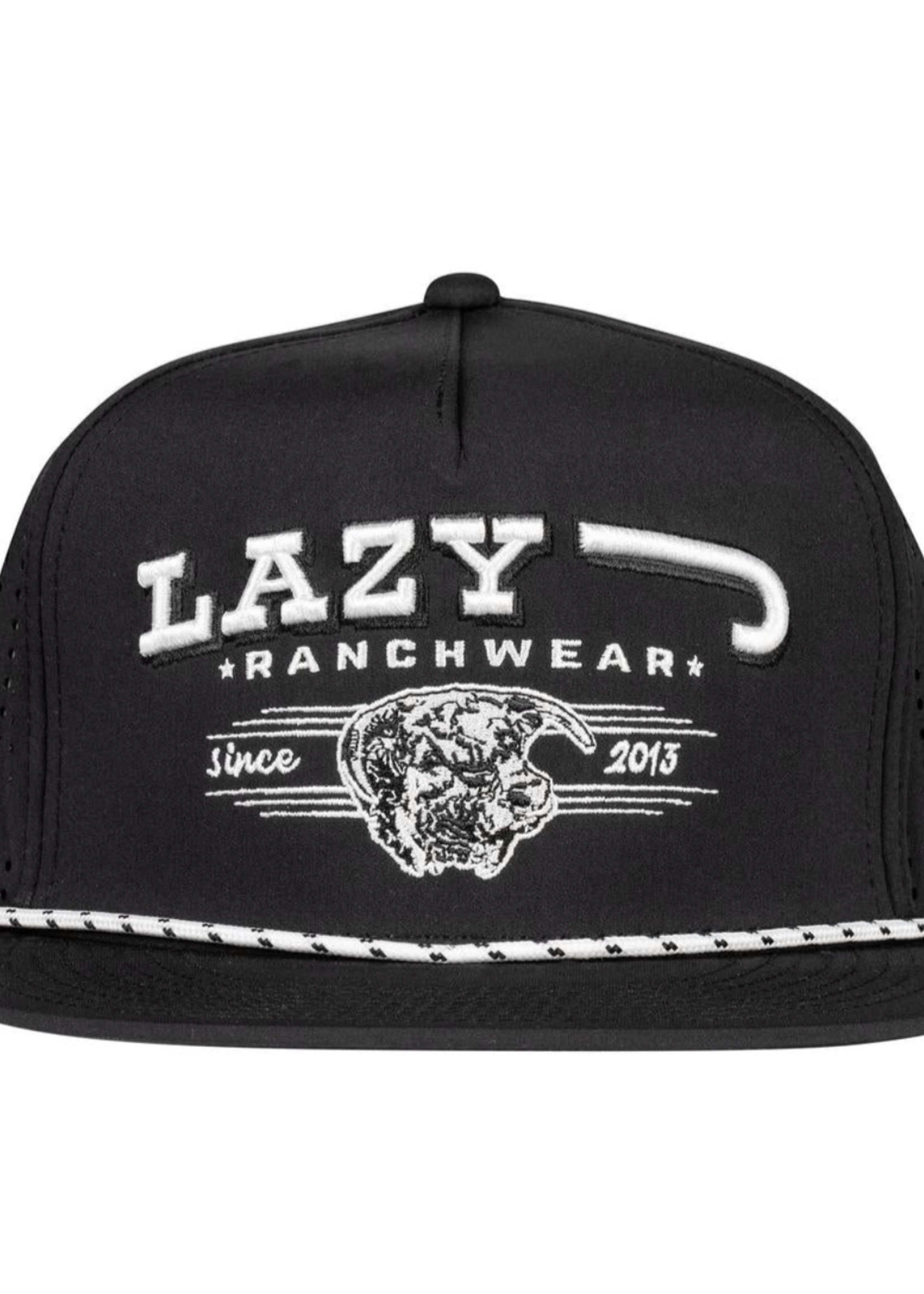Lazy J Ranch Black Hereford Bull Western Performance Rope Trucker Hat