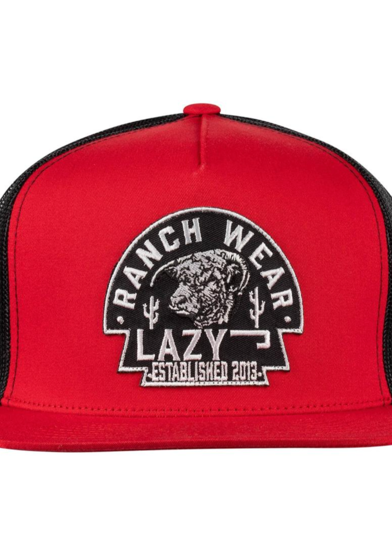 Lazy J Ranch Red & Black Arrowhead Classic Five Panel Trucker Hat