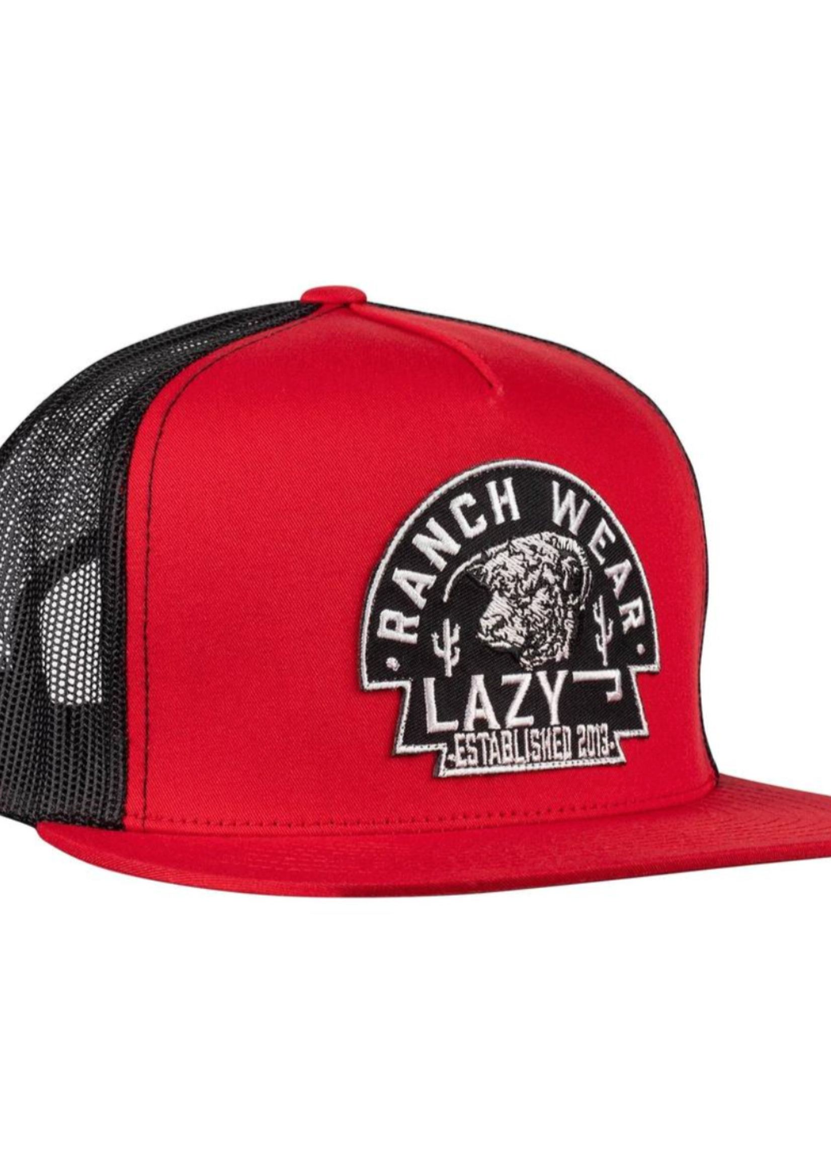 Lazy J Ranch Red & Black Arrowhead Classic Five Panel Trucker Hat