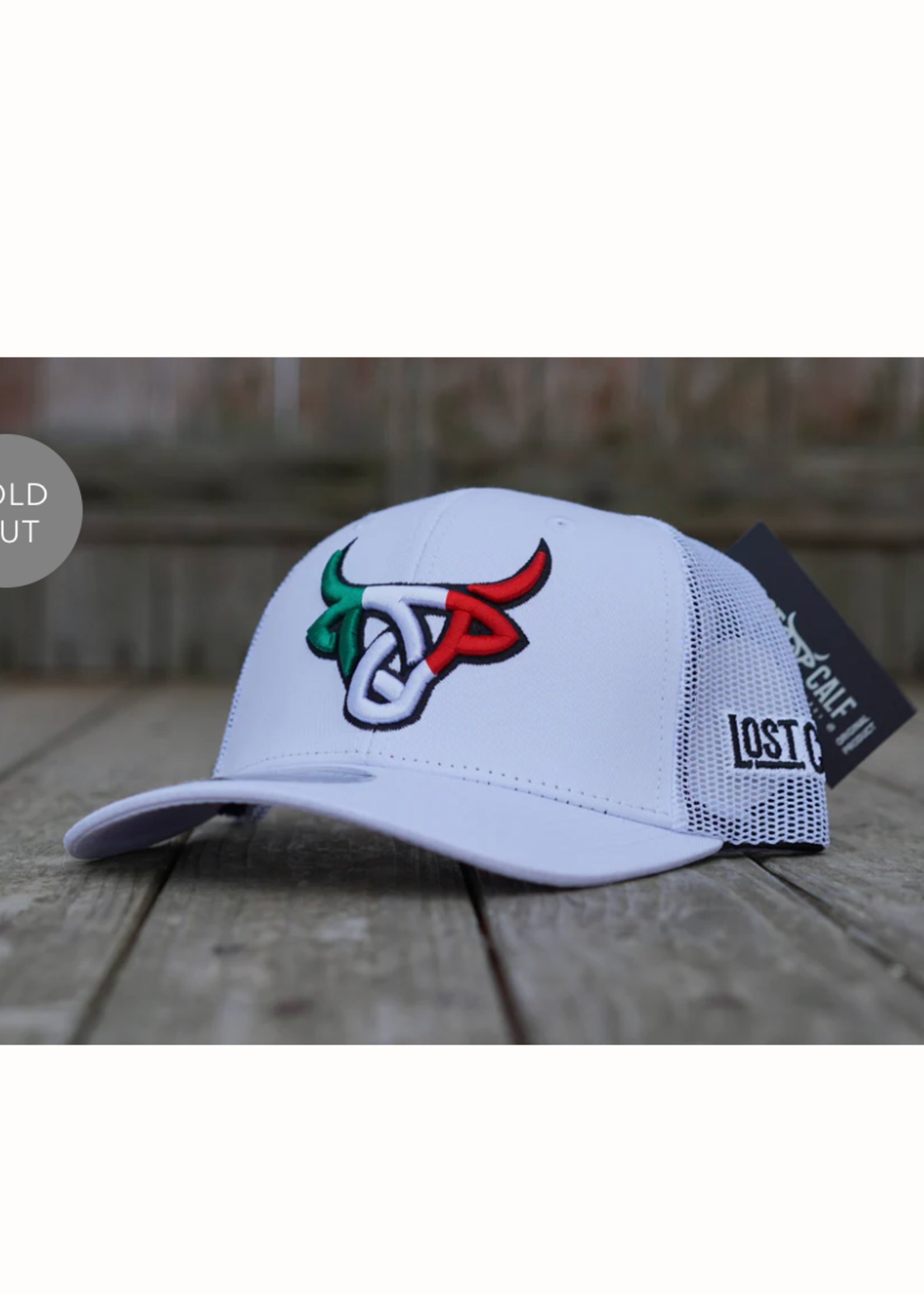 White Mexicalf Curve Hat