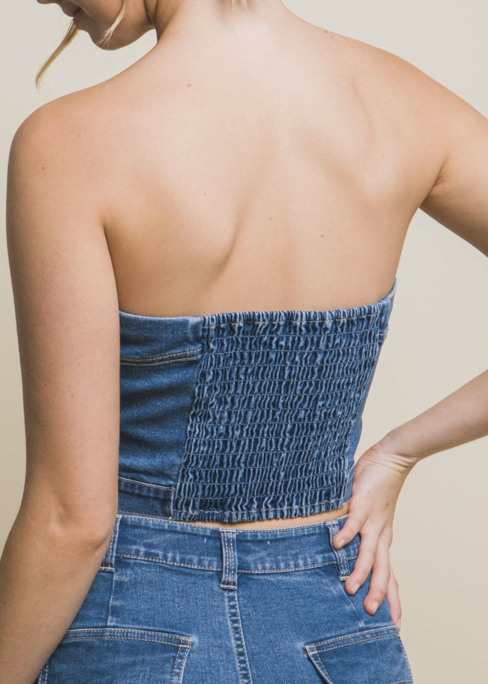 La Que Ati Te Gusta Denim Tube Top