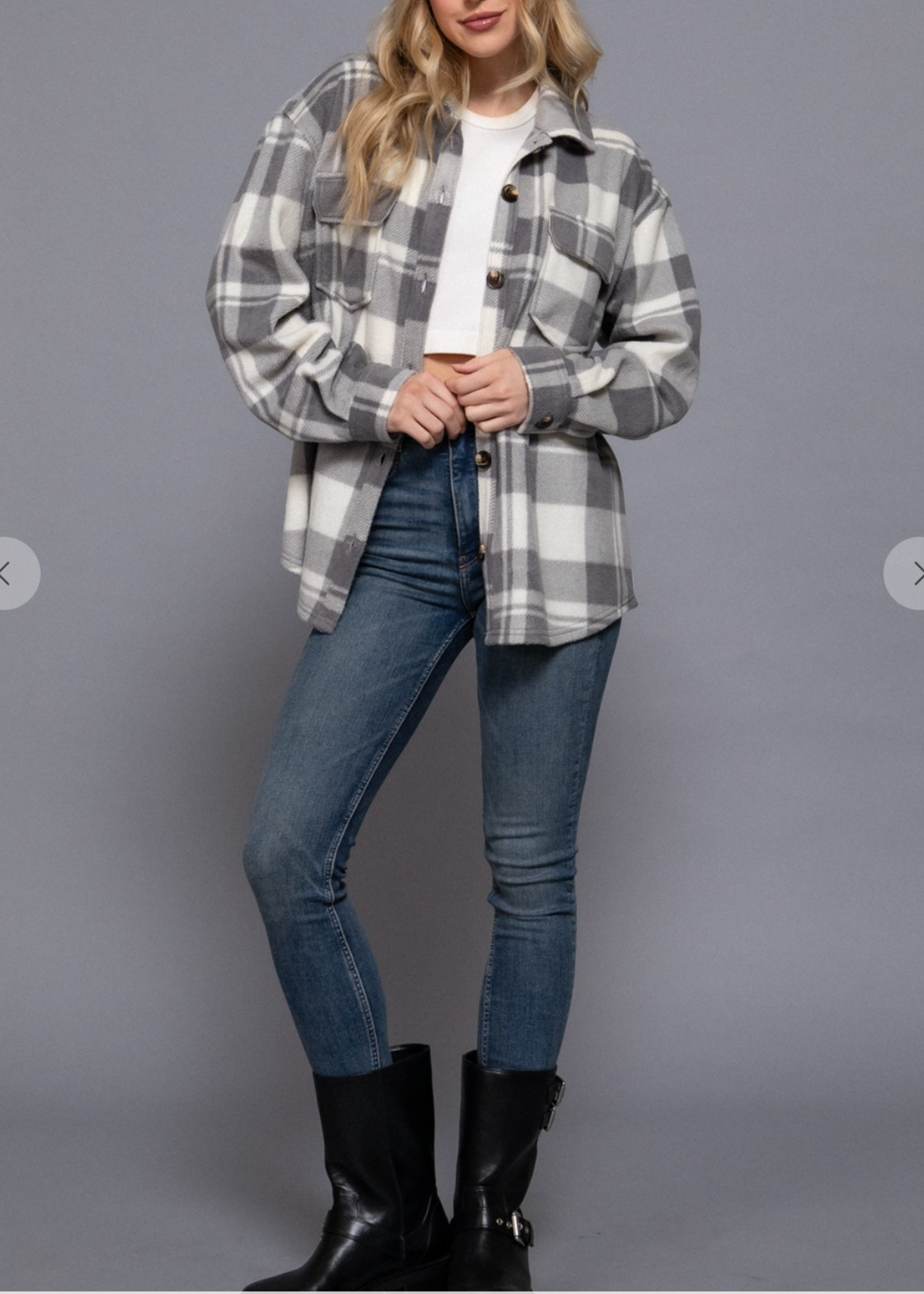 Always Around You Shacket GREY *FINAL SALE*