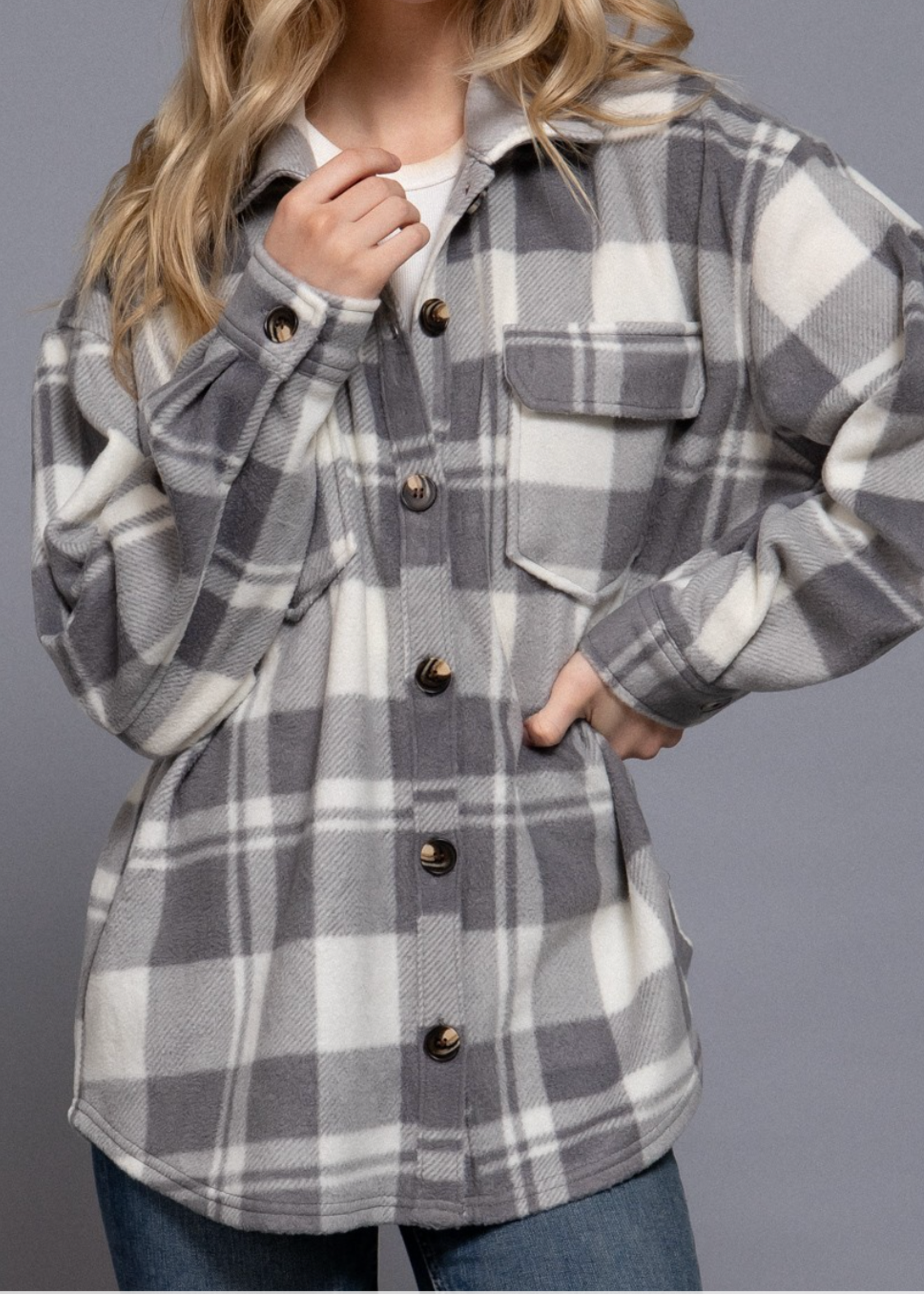 Always Around You Shacket GREY *FINAL SALE*