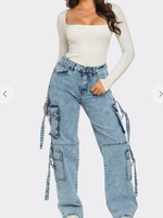 I'm Trippin Denim Cargo Jeans