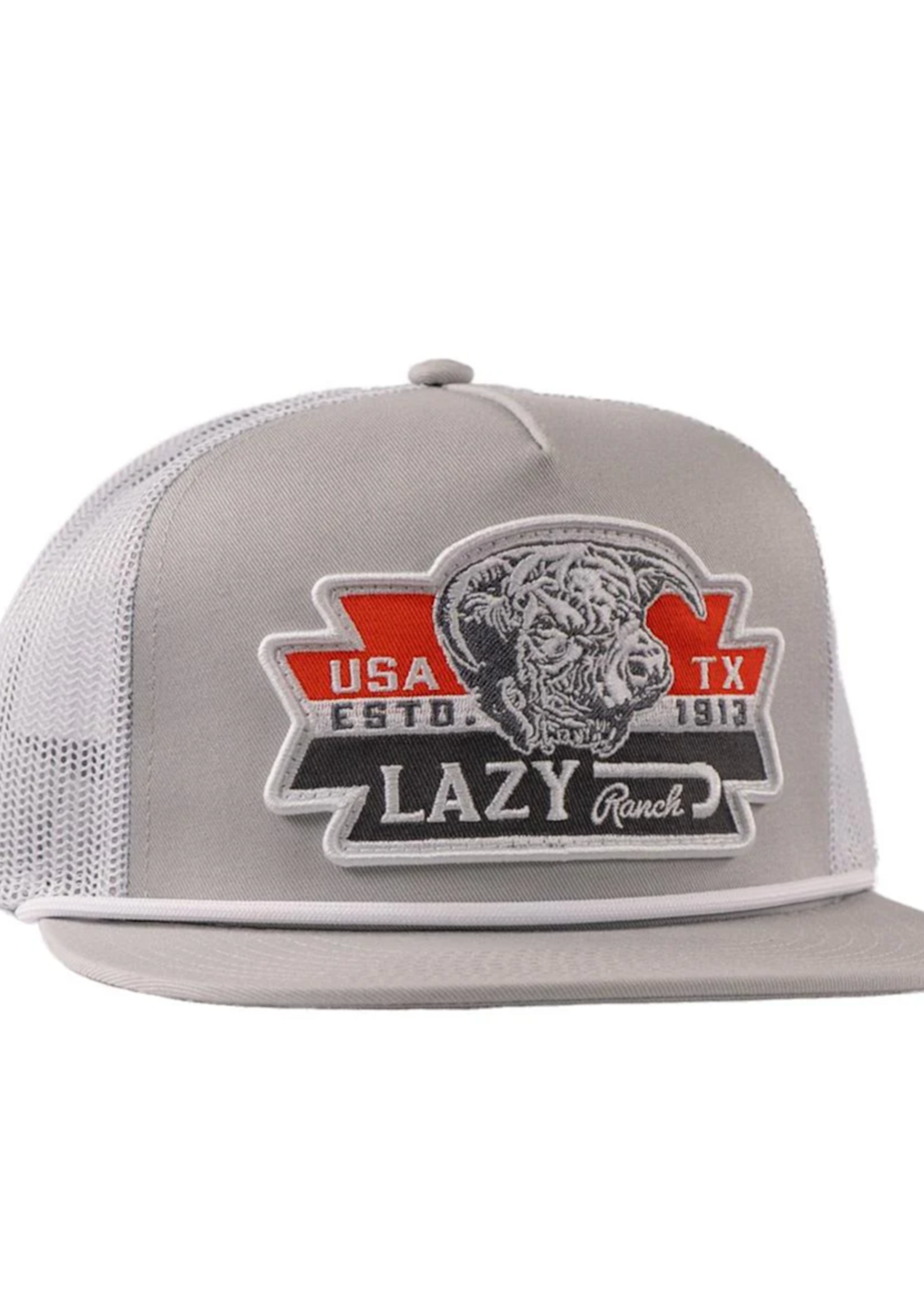 LAZY J RANCH SILVER GREY & WHITE EL RANCHO CLASSIC ROPE TRUCKER HAT