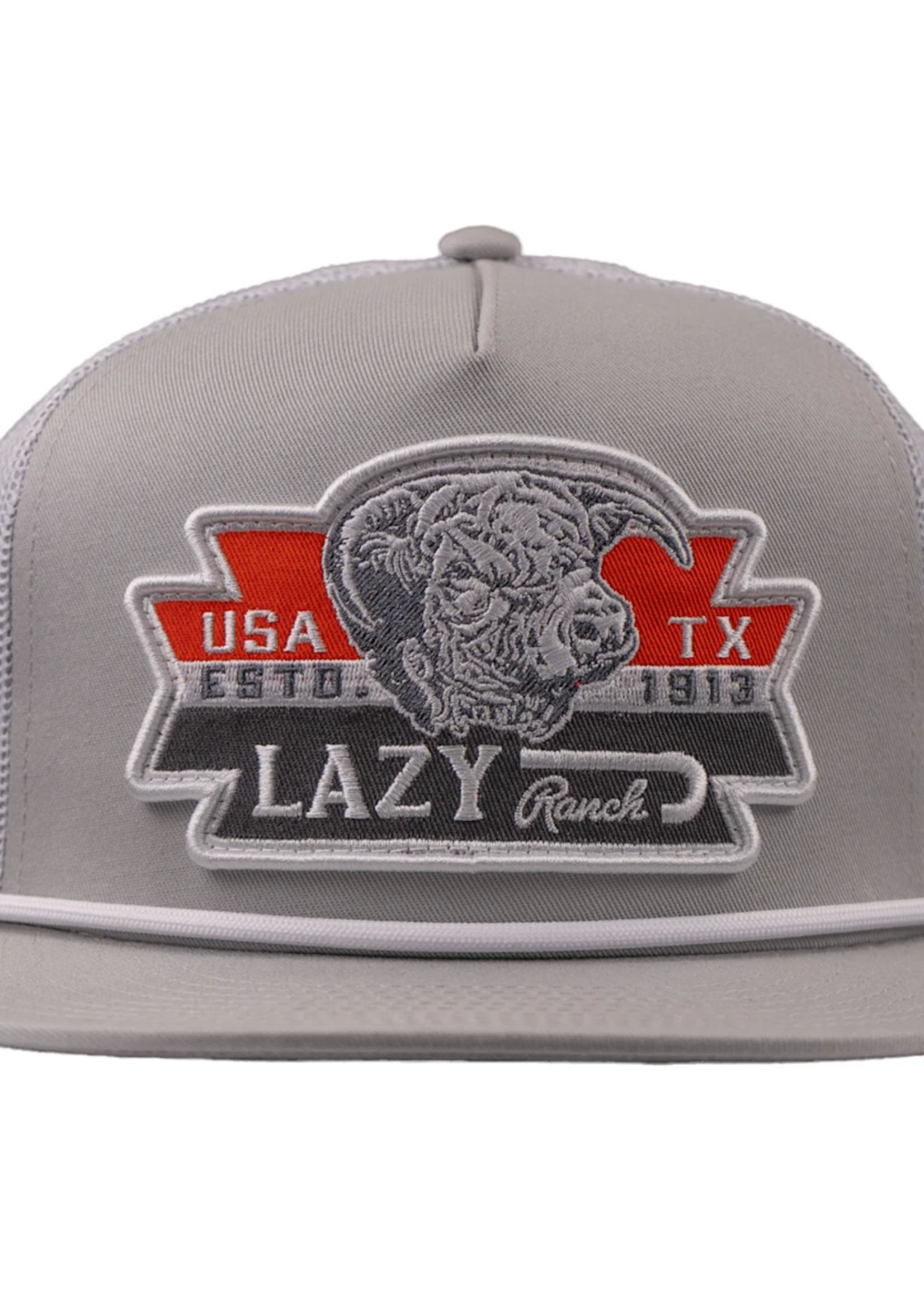 LAZY J RANCH SILVER GREY & WHITE EL RANCHO CLASSIC ROPE TRUCKER HAT