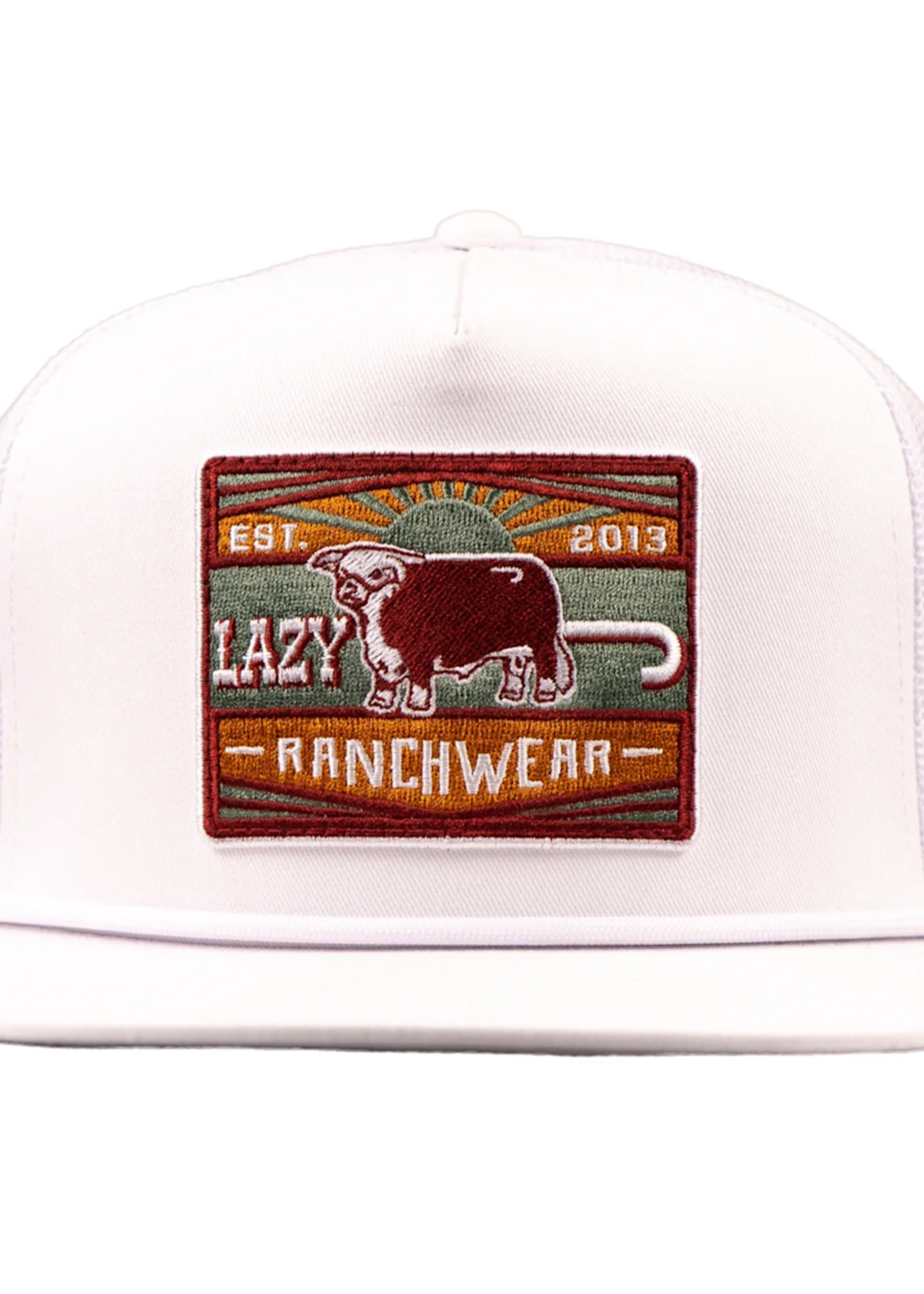LAZY J RANCH WHITE MAROON SMOKELESS CLASSIC ROPE TRUCKER HAT