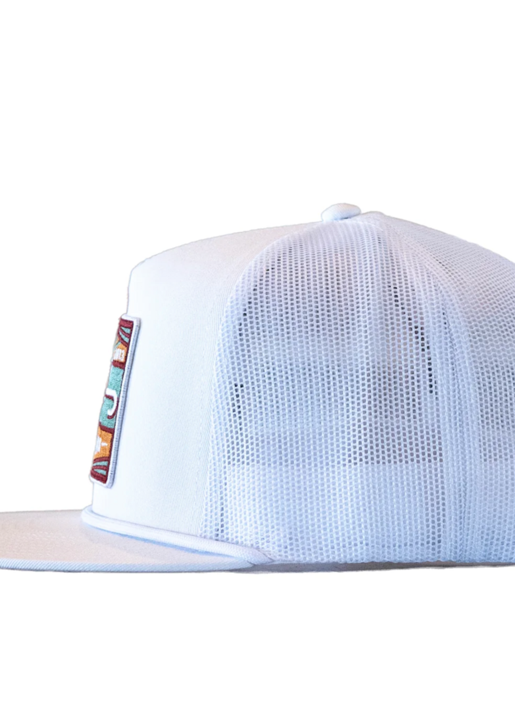 LAZY J RANCH WHITE MAROON SMOKELESS CLASSIC ROPE TRUCKER HAT