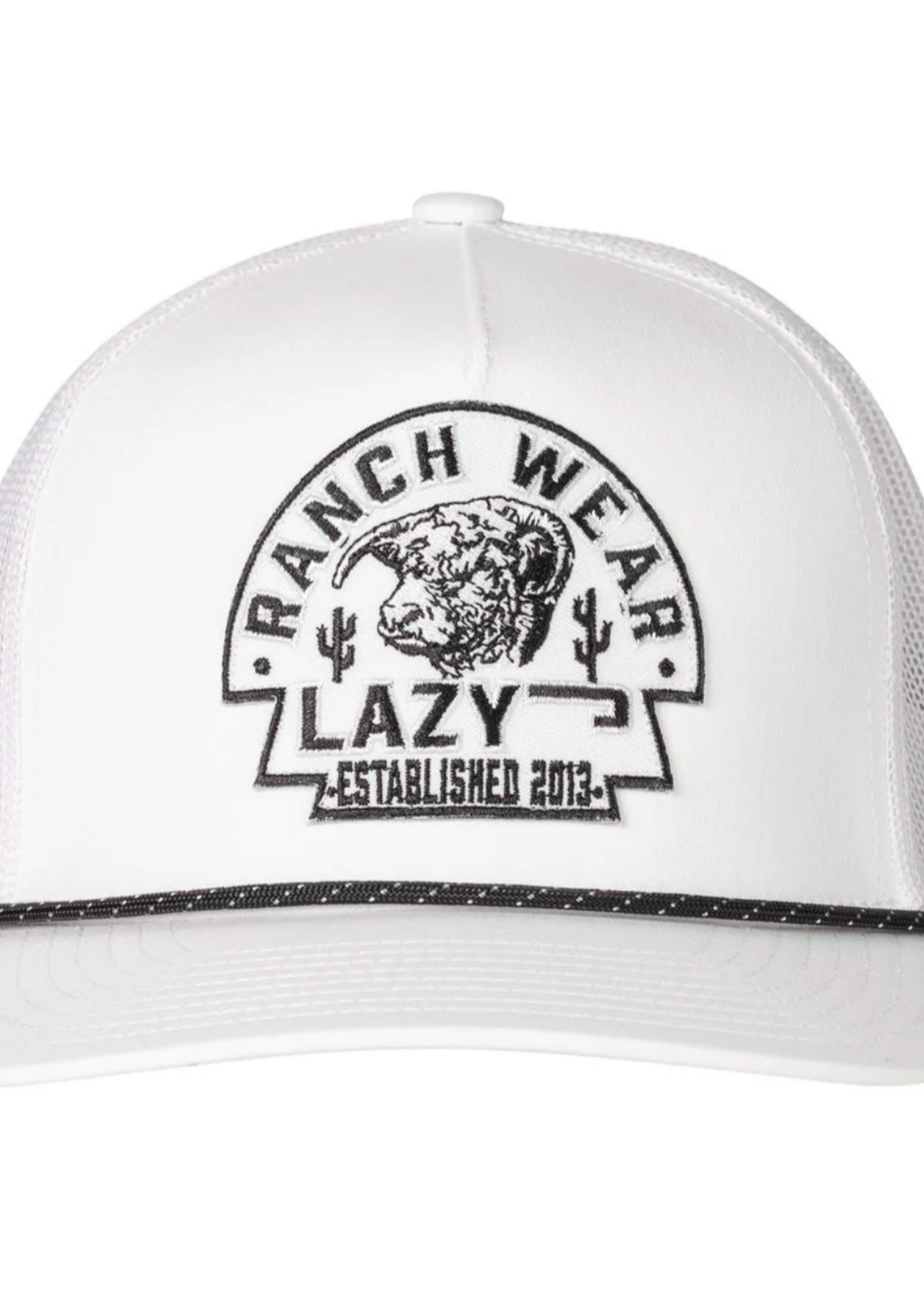 Lazy J Ranch White Arrowhead Performance Rope Trucker Hat