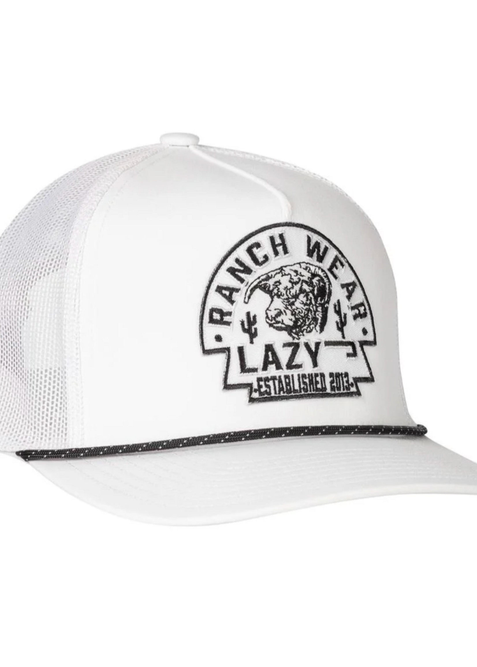 Lazy J Ranch White Arrowhead Performance Rope Trucker Hat