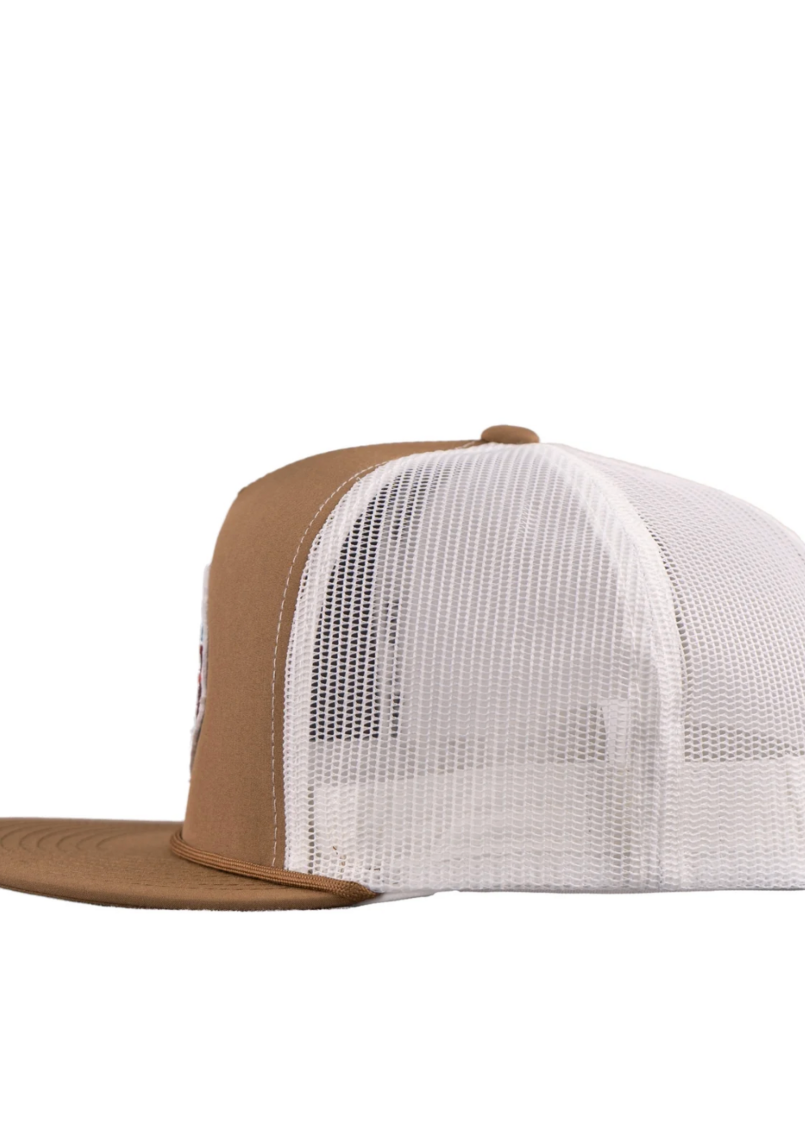 Lazy J Ranch Coyote Brown & White Conquest Classic Rope Trucker Hat