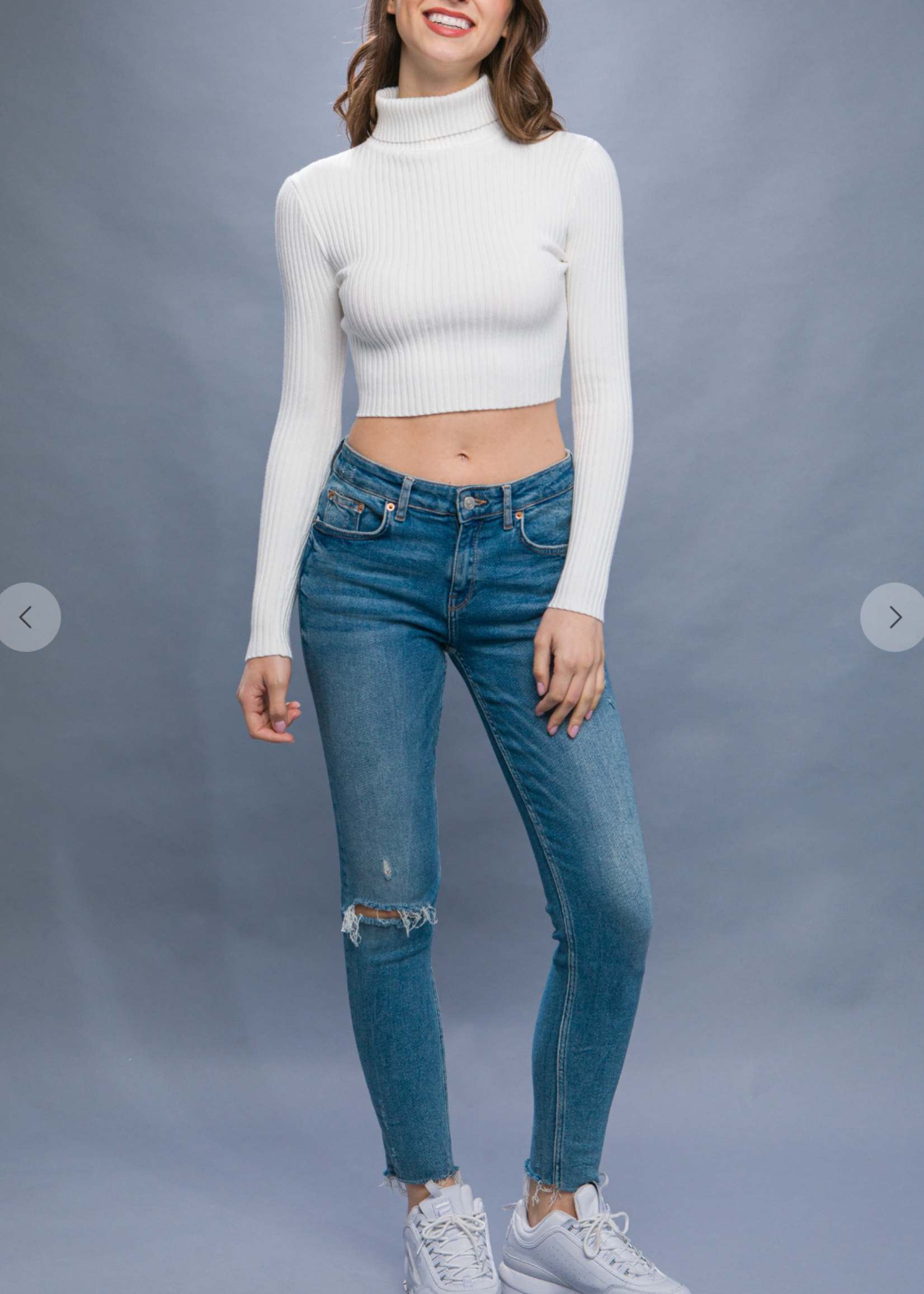 Fall Night Sweater Top WHITE