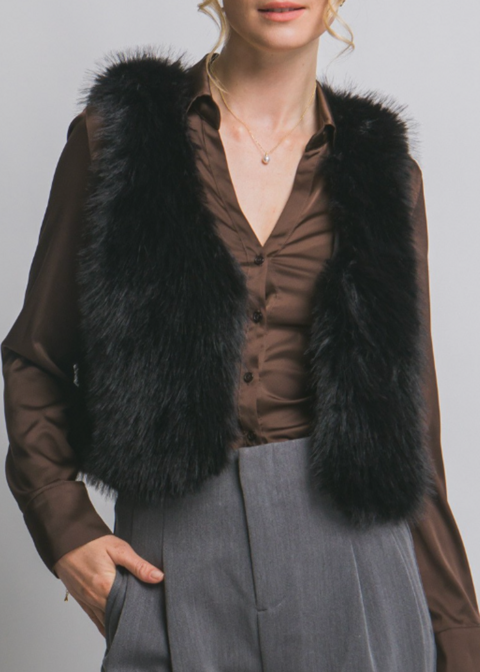 All Furry Vest BLACK