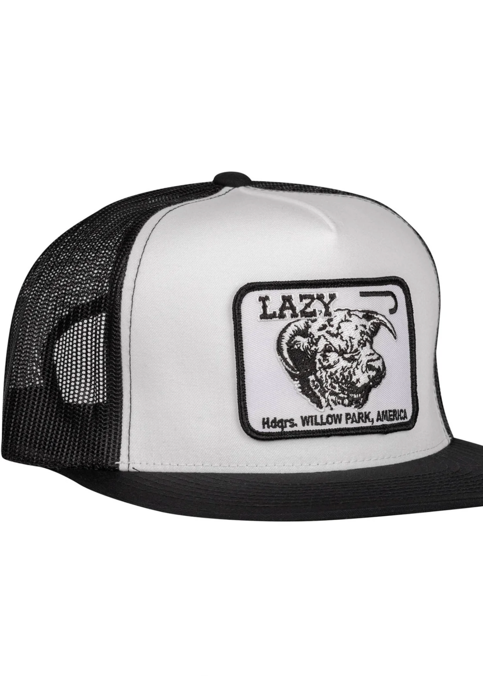Lazy J Ranch Wear White & Black Willow Cattle Headquarters Classic Five Panel Trucker Hat