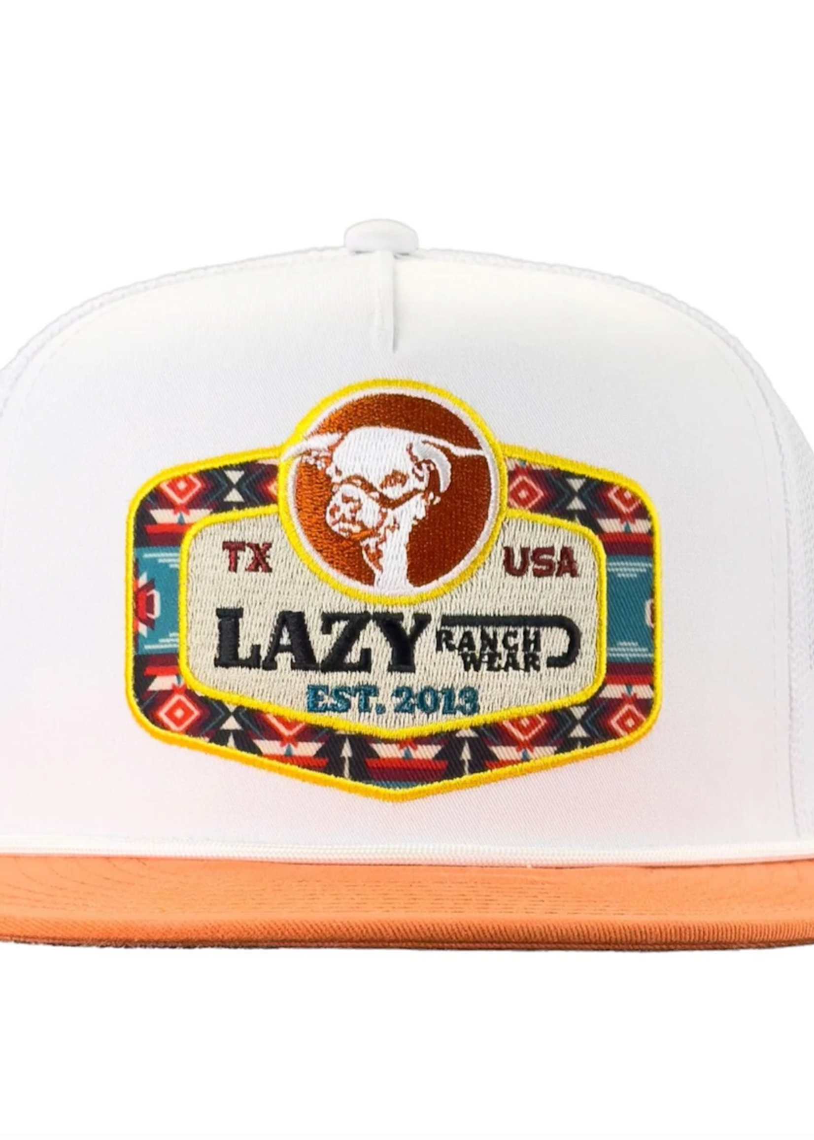 Lazy J Ranch Orange & White Drifter Classic Five Panel Trucker Hat