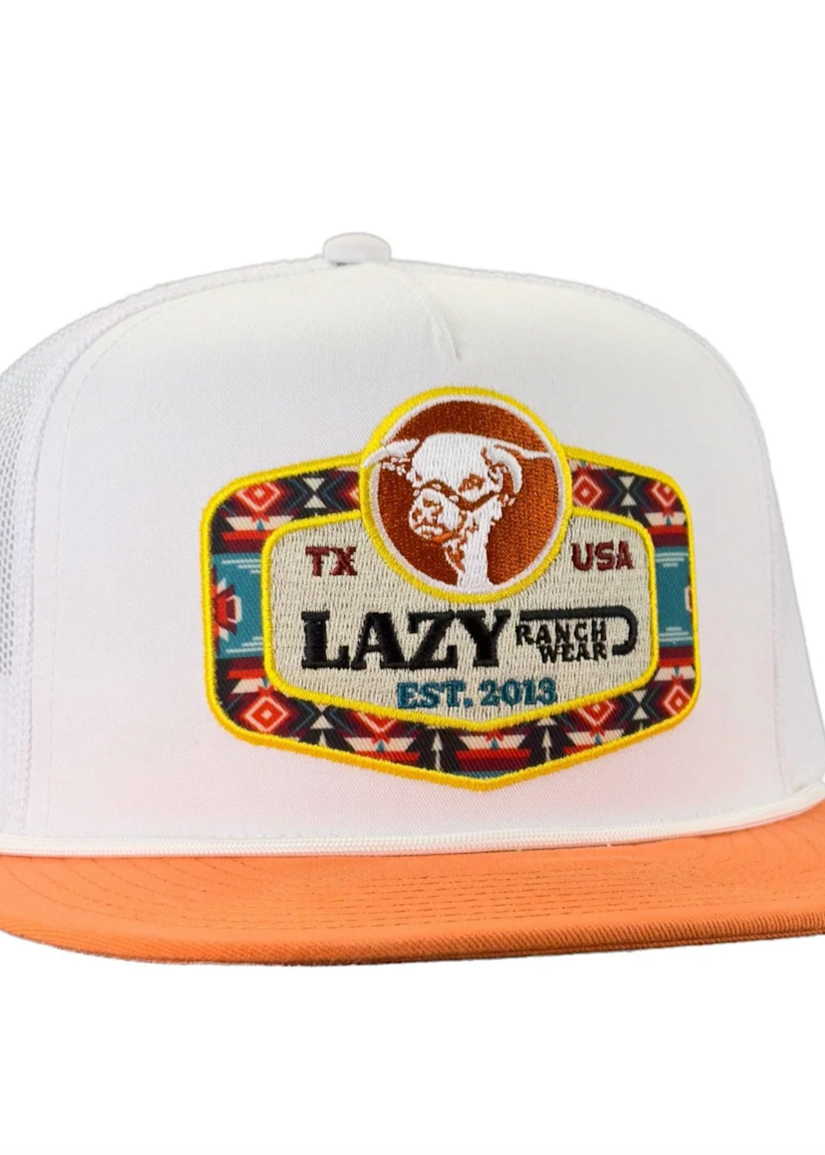 Lazy J Ranch Orange & White Drifter Classic Five Panel Trucker Hat