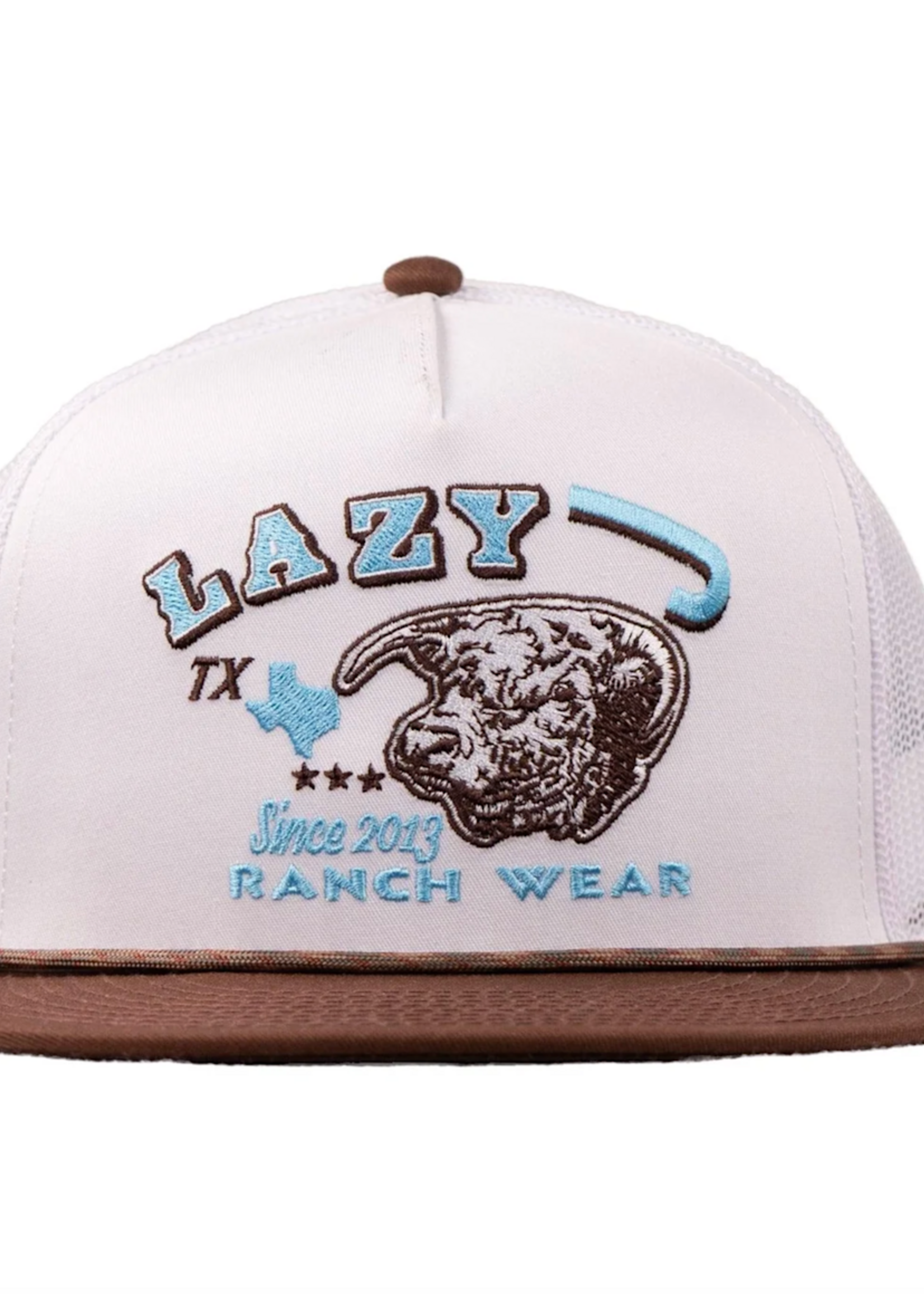 Lazy J Ranch White & Brown Desert Frost Classic Rope Trucker Hat