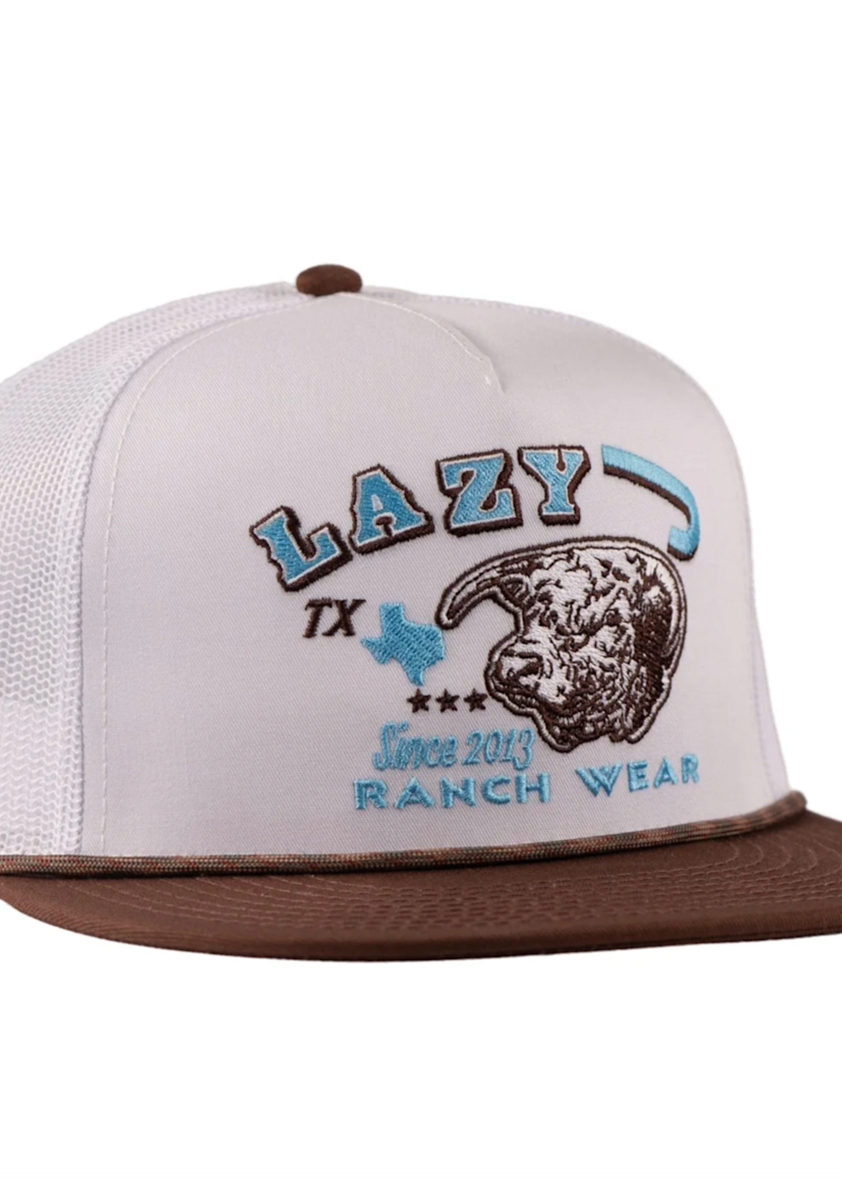Lazy J Ranch White & Brown Desert Frost Classic Rope Trucker Hat