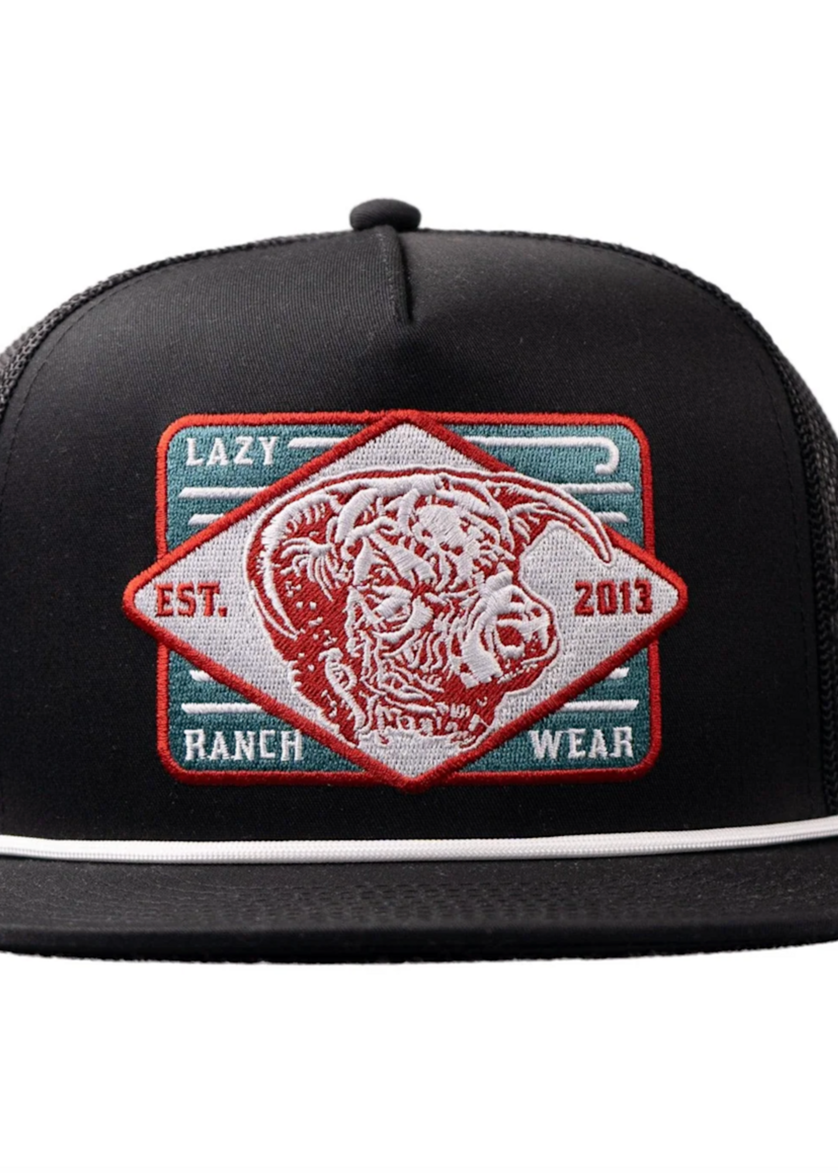 Lazy J Ranch Black Iron Horn Classic Rope Trucker Hat