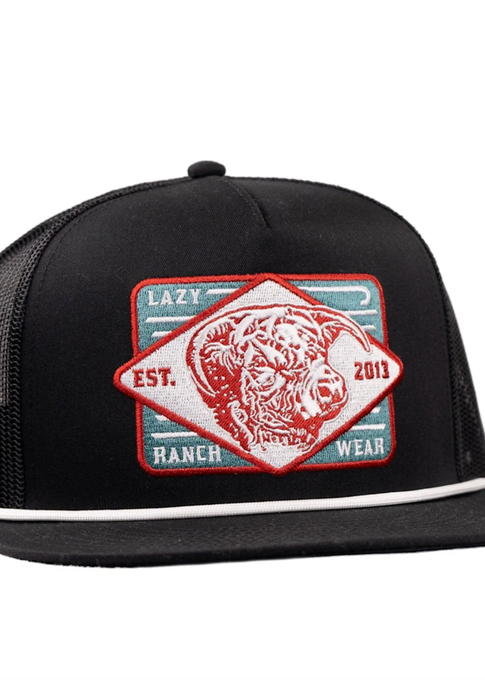 Lazy J Ranch Black Iron Horn Classic Rope Trucker Hat