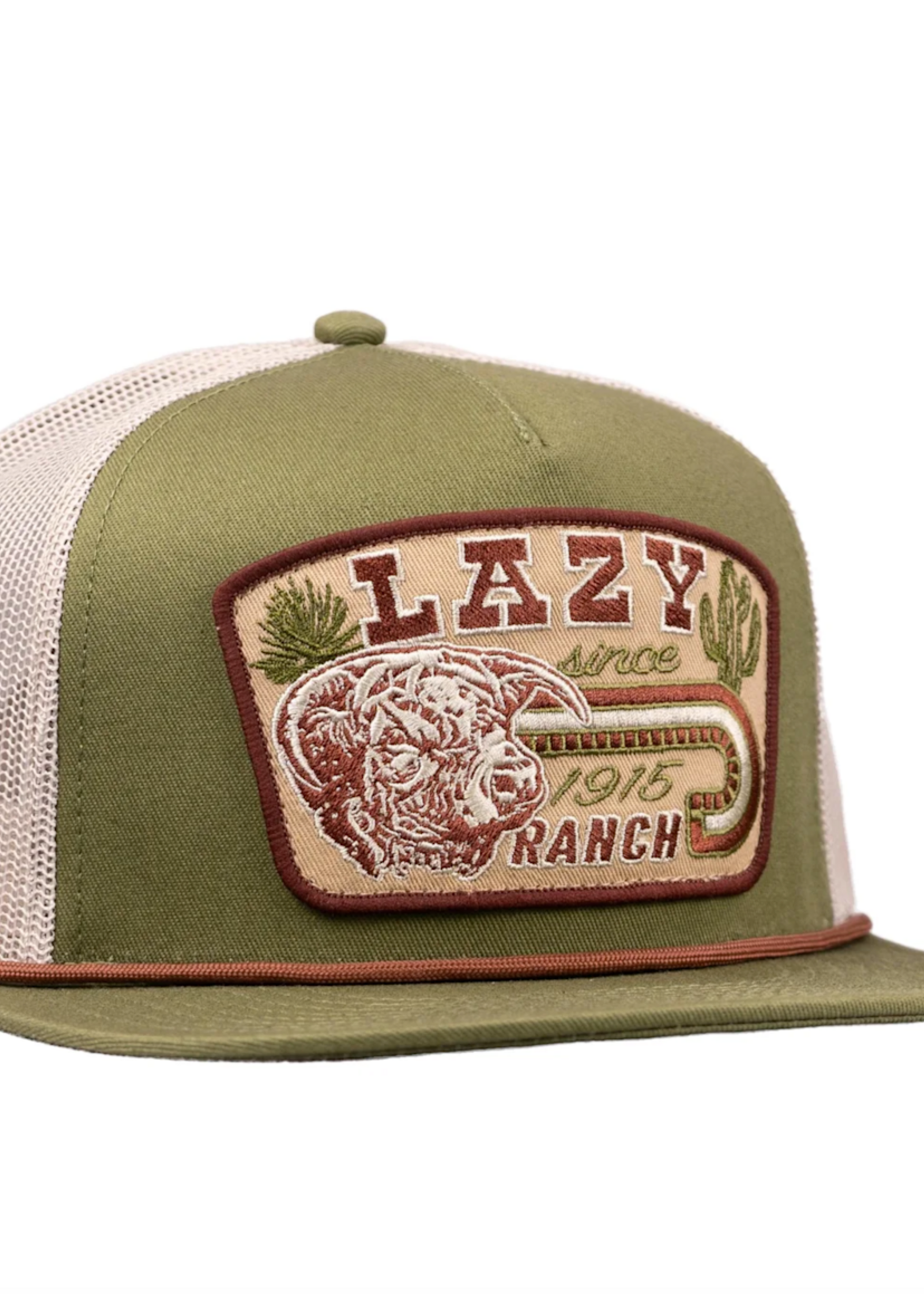 Lazy J Ranch Olive & White Brewster Classic Rope Trucker Hat